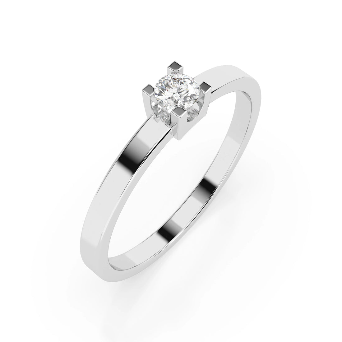 Solitaire Ring (Round), 0.1 ct — 101-10036(3.0) - Prestige Stones