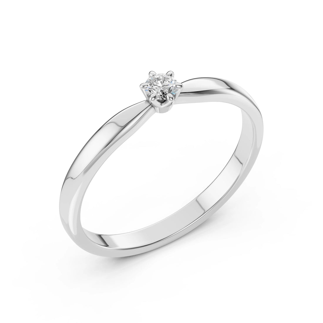 Solitaire Ring (Round), 0.1 ct — 101-10040(3.0) - Prestige Stones
