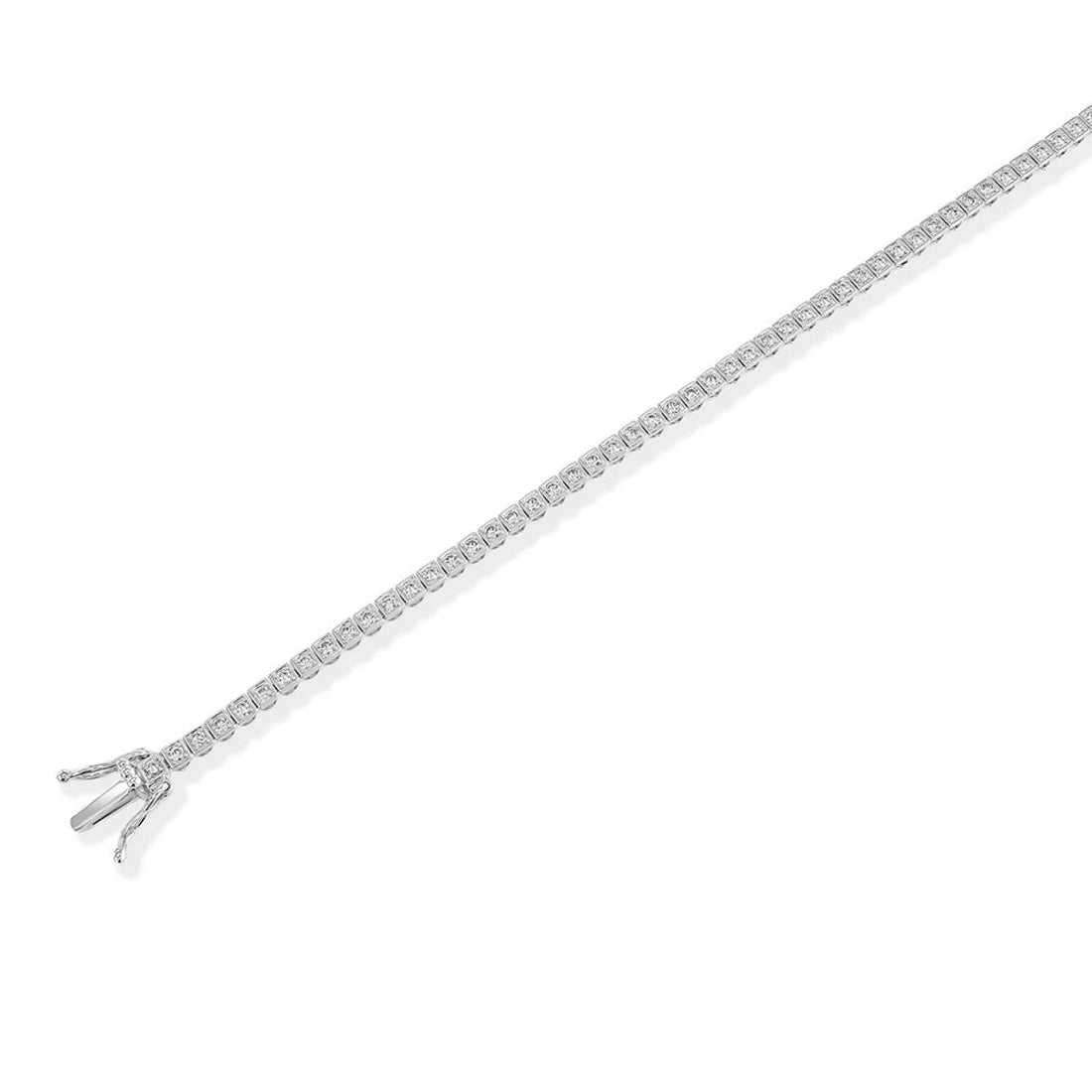 18ct gold line bracelet featuring natural diamonds in claw setting with box clasp, available in white or yellow gold