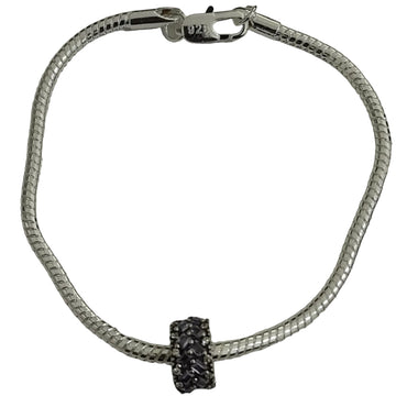 Premium sterling silver bracelet with deep purple baguette stones and clear pavé crystals on smooth snake chain