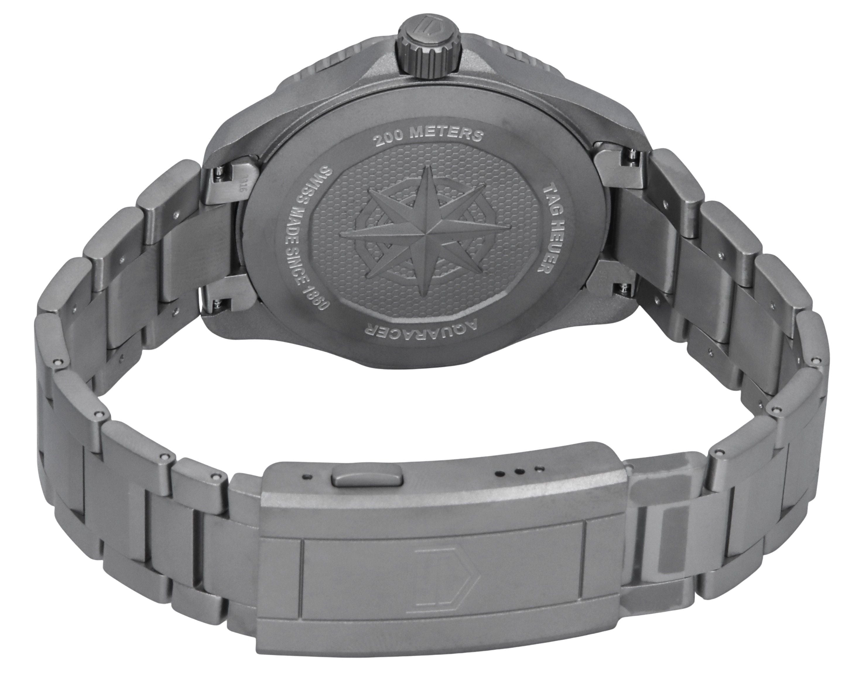 Tag Heuer Aquaracer Professional 200 Solargraph Titanium Sunray Black Dial Quartz Diver's WBP1180.BF0000 200M Men's Watch - Prestige Stones