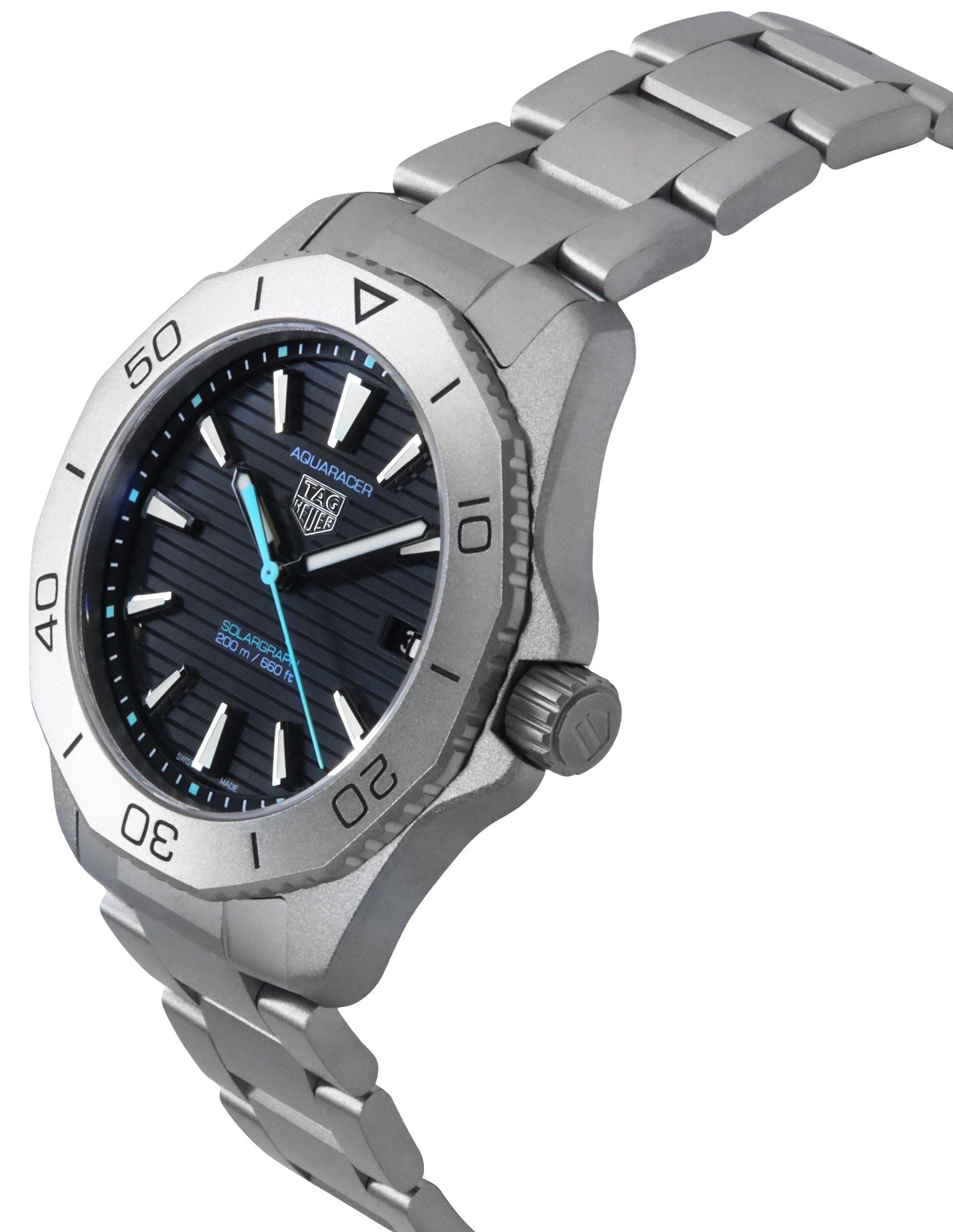 Tag Heuer Aquaracer Professional 200 Solargraph Titanium Sunray Black Dial Quartz Diver's WBP1180.BF0000 200M Men's Watch - Prestige Stones
