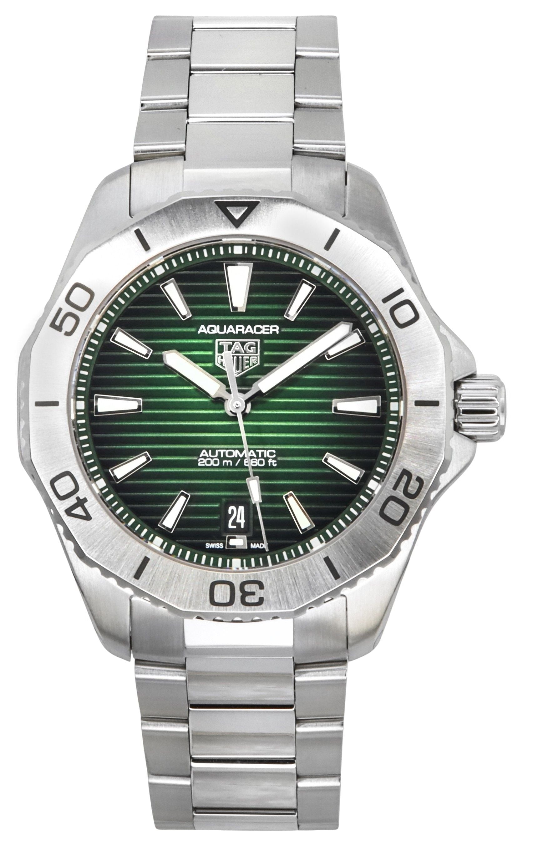 Tag Heuer Aquaracer Professional Date Sunray Brushed Green Dial Automatic Diver's WBP2115.BA0627 200M Men's Watch - Prestige Stones