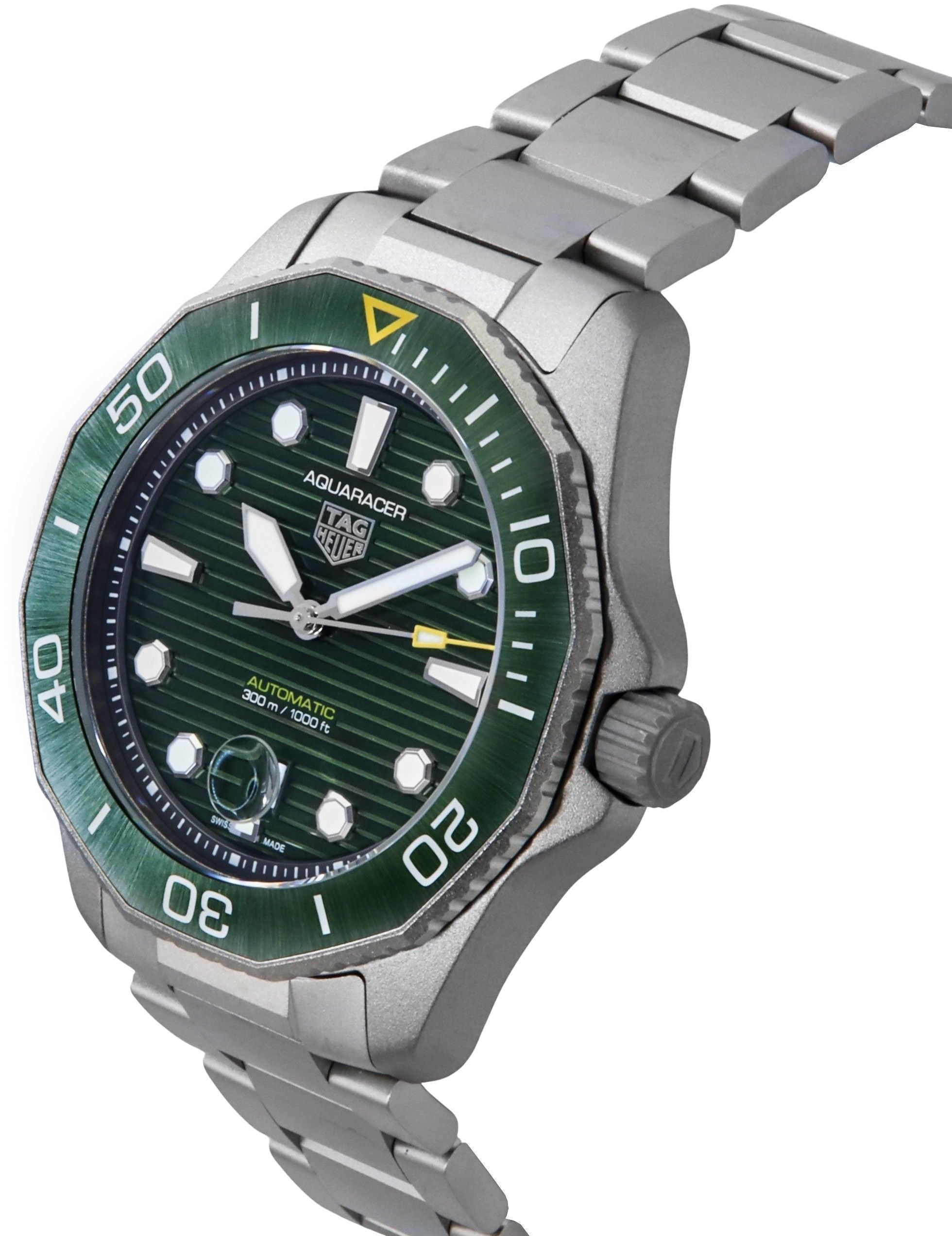 Tag Heuer Aquaracer Professional Date Titanium Green Dial Automatic Diver's WBP208B.BF0631 300M Men's Watch - Prestige Stones