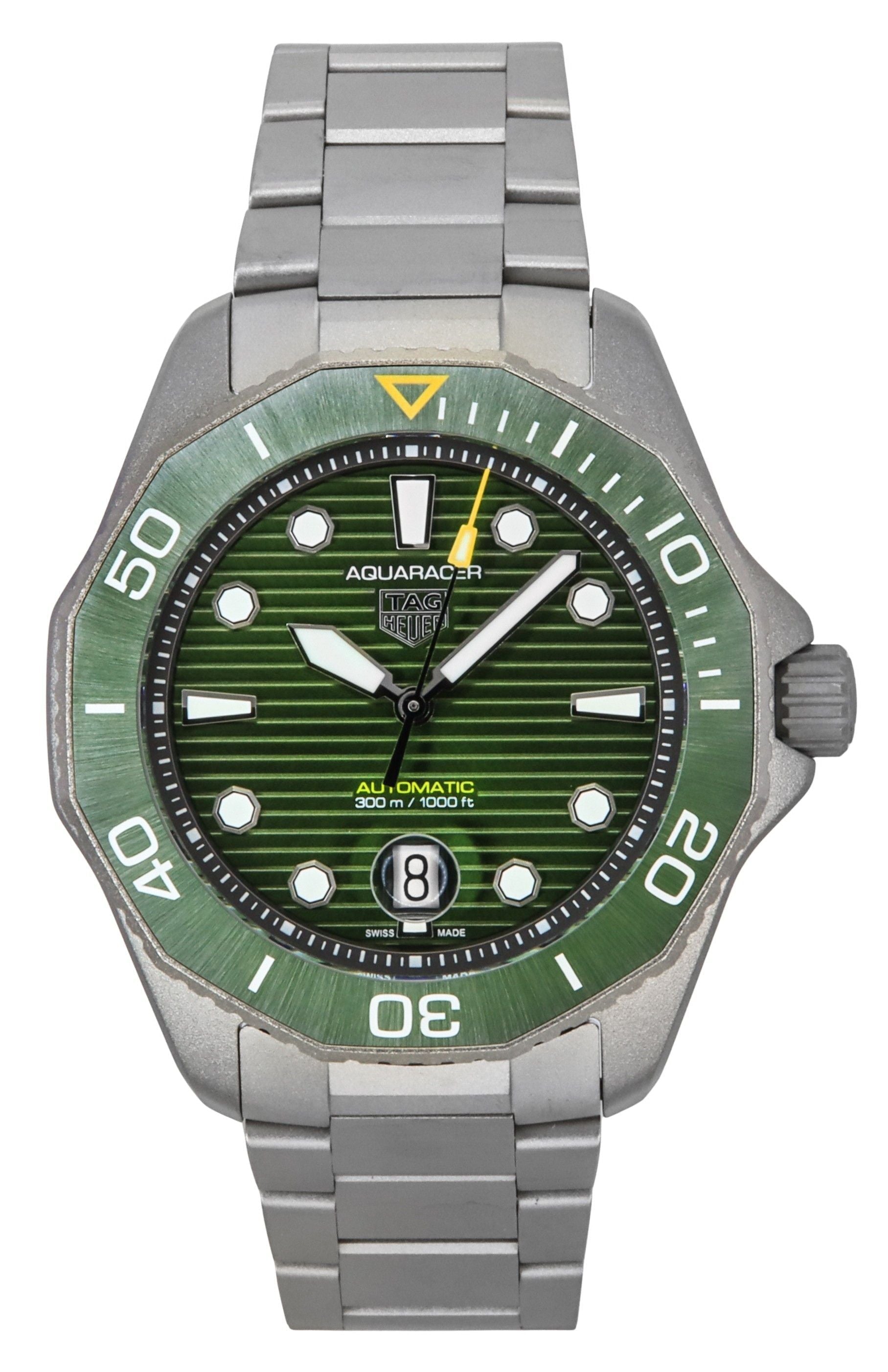 Tag Heuer Aquaracer Professional Date Titanium Green Dial Automatic Diver's WBP208B.BF0631 300M Men's Watch - Prestige Stones