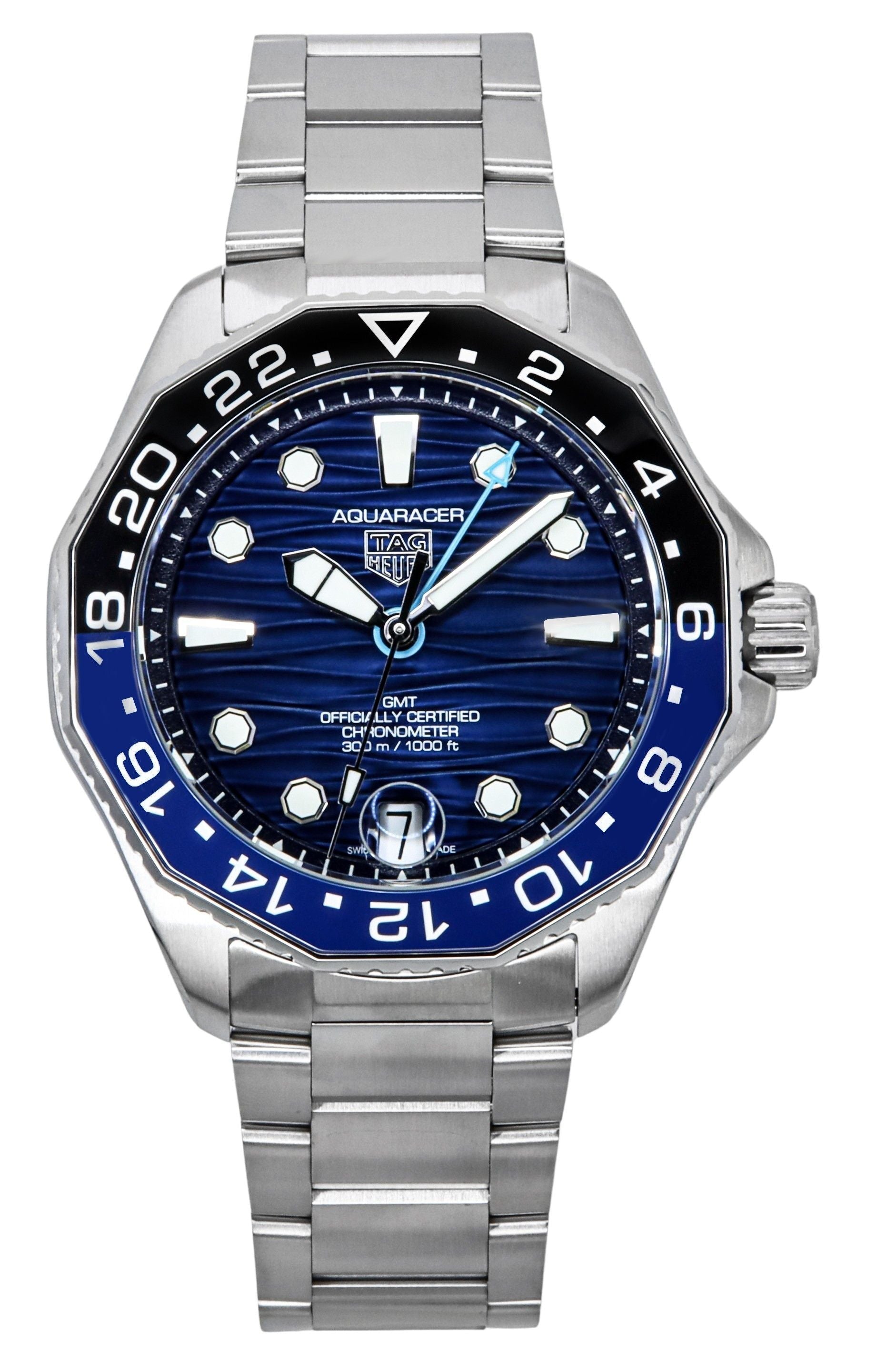 TAG Heuer Aquaracer Professional GMT Stainless Steel Blue Dial Automatic Diver's WBP5114.BA0013 300M Men's Watch - Prestige Stones