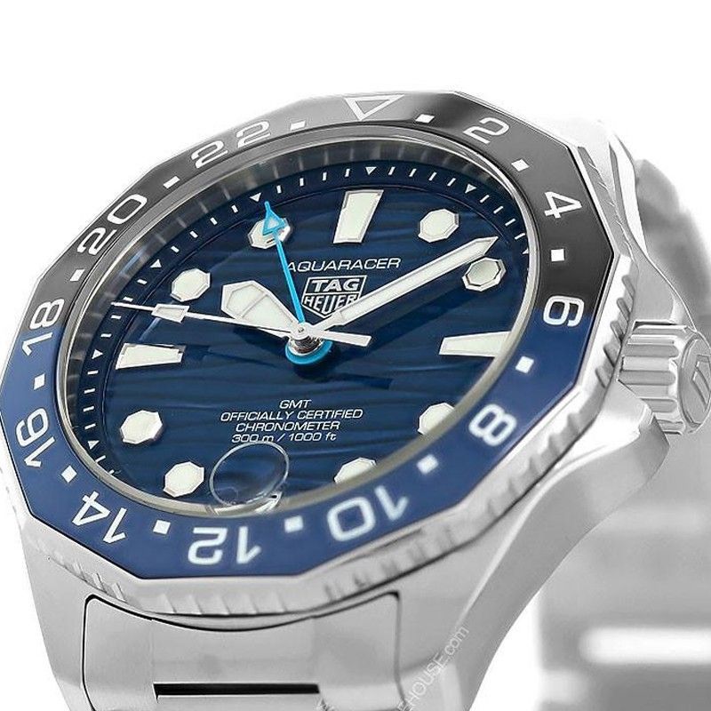 TAG Heuer Aquaracer Professional GMT Stainless Steel Blue Dial Automatic Diver's WBP5114.BA0013 300M Men's Watch - Prestige Stones