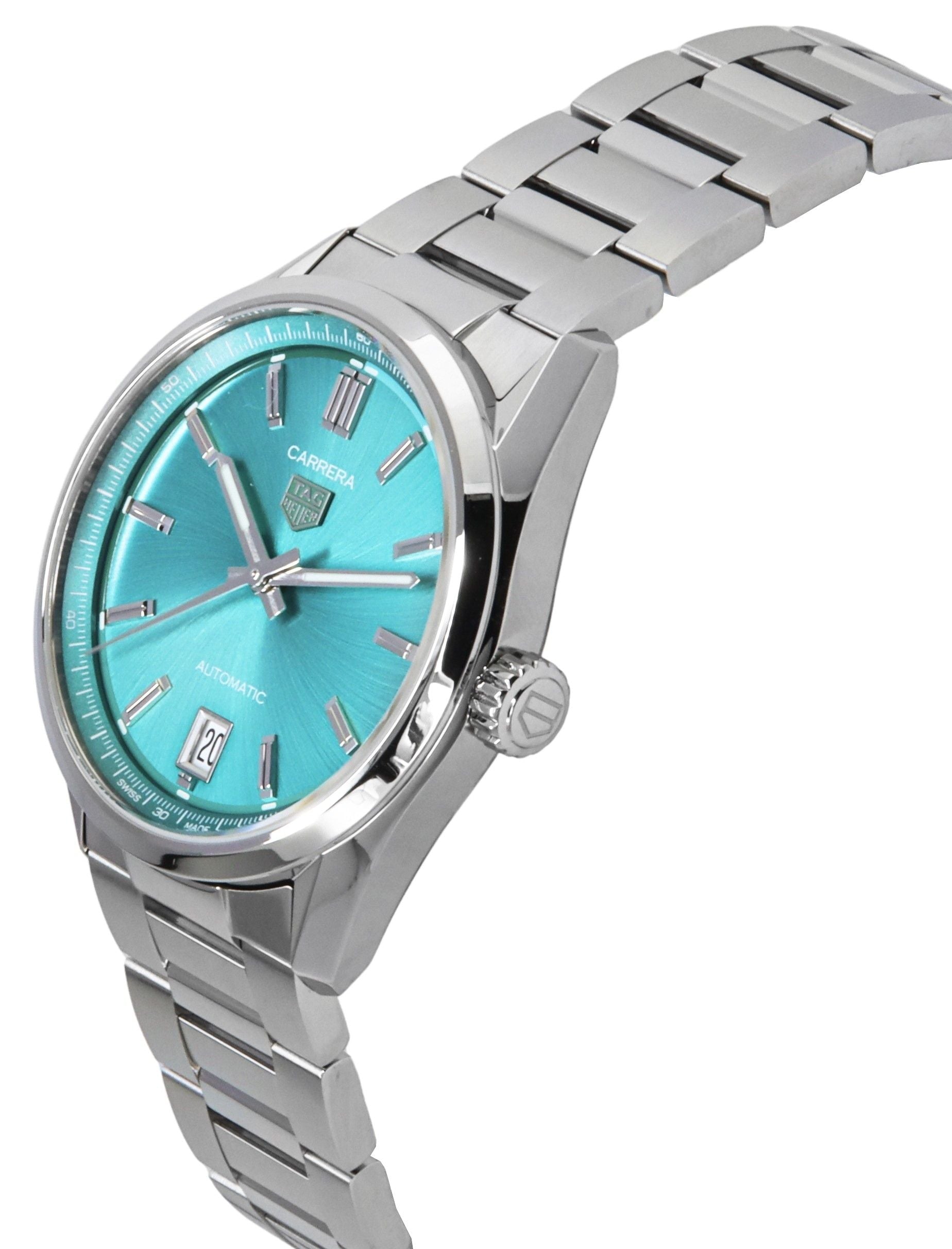 TAG Heuer Carrera Stainless Steel Turquoise Blue Dial Automatic WBN2316.BA0001 Women's Watch - Prestige Stones