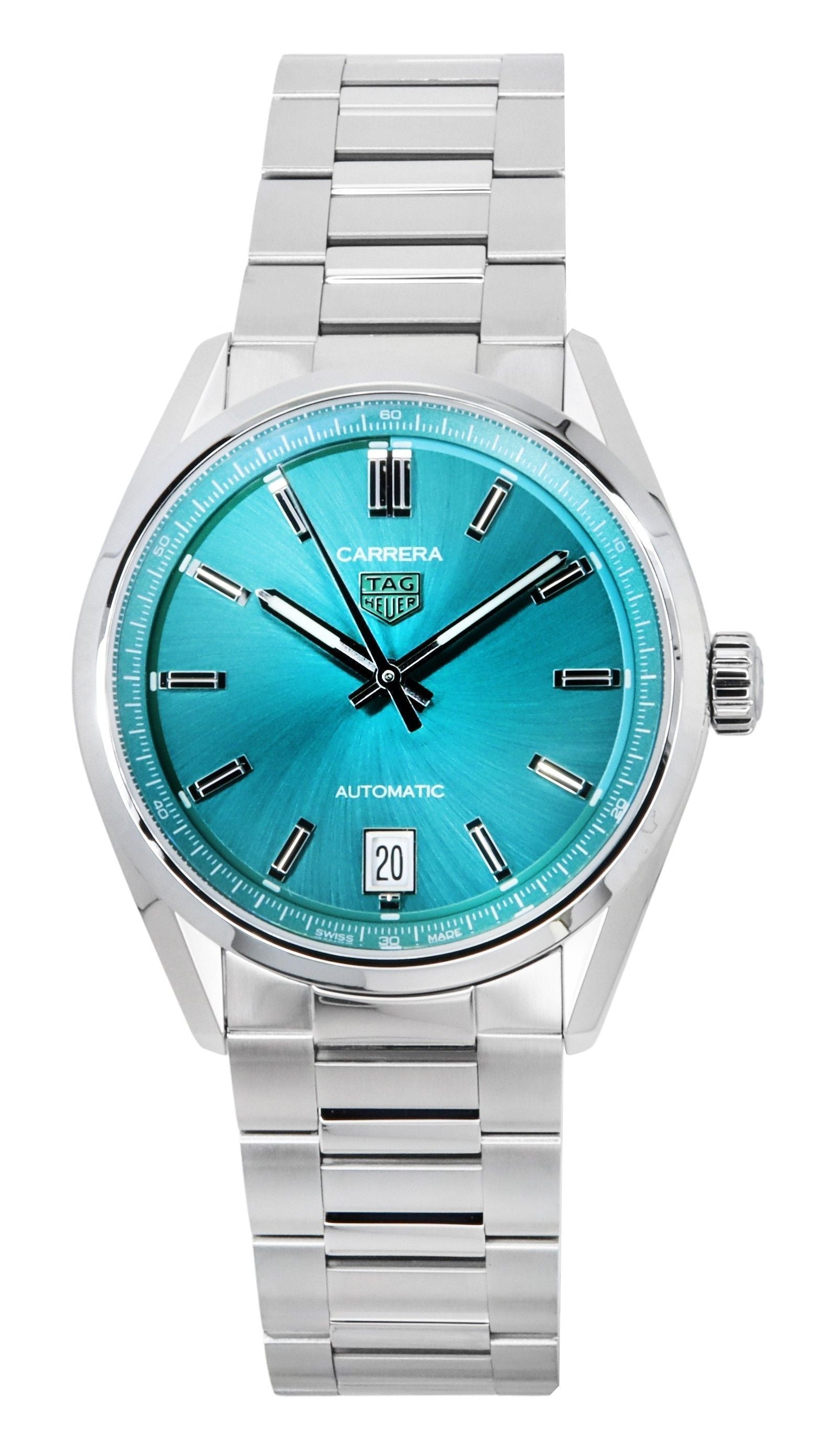 TAG Heuer Carrera Stainless Steel Turquoise Blue Dial Automatic WBN2316.BA0001 Women's Watch - Prestige Stones