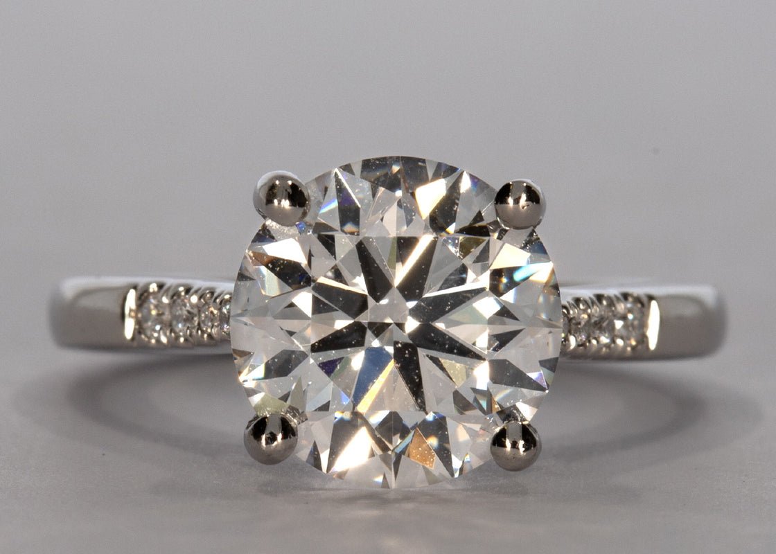 Thea ring in Platinum set with a Round 2.83ctct. D - Perfectly White VVS2 - Diamond. - Prestige Stones