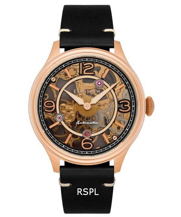 Thomas Earnshaw Baron Genuine Leather Skeleton Dial Automatic ES - 8231 - 03 Men's Watch - Prestige Stones
