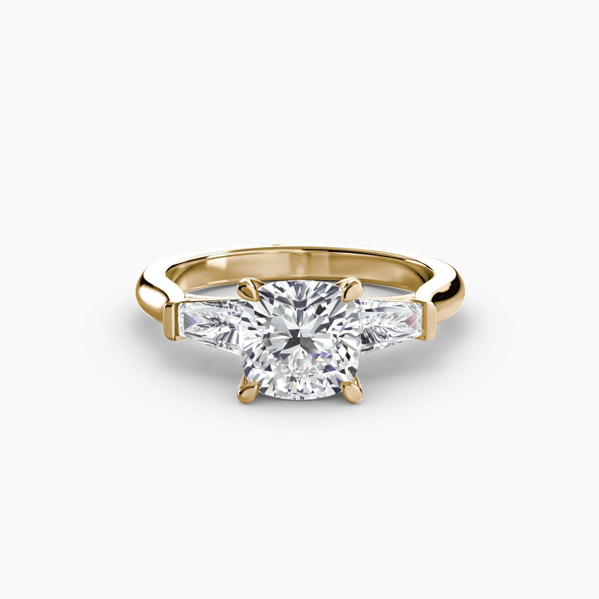 Three - Stone Ring (Baguette Side Stones) - Prestige Stones