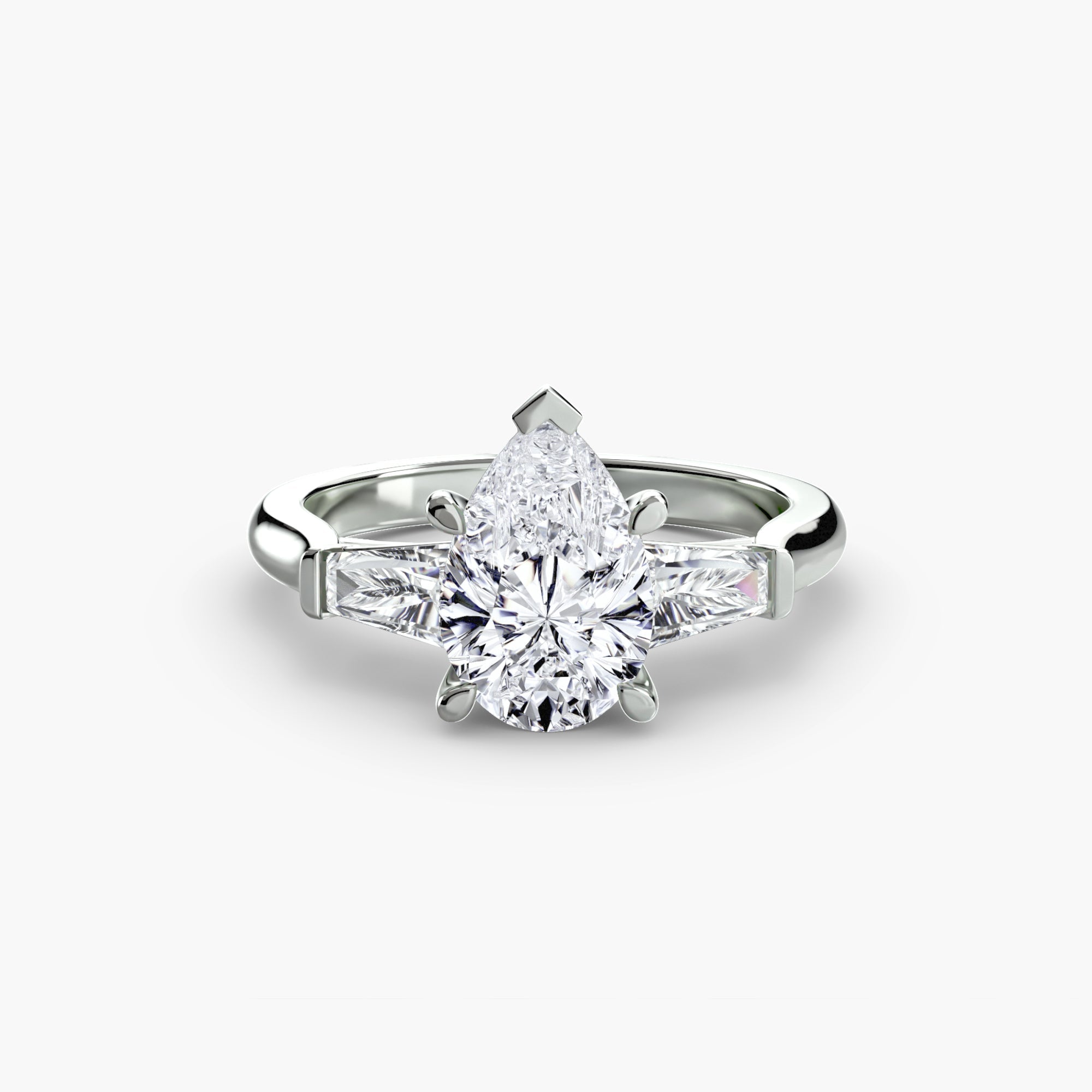 Three - Stone Ring (Baguette Side Stones) - Prestige Stones