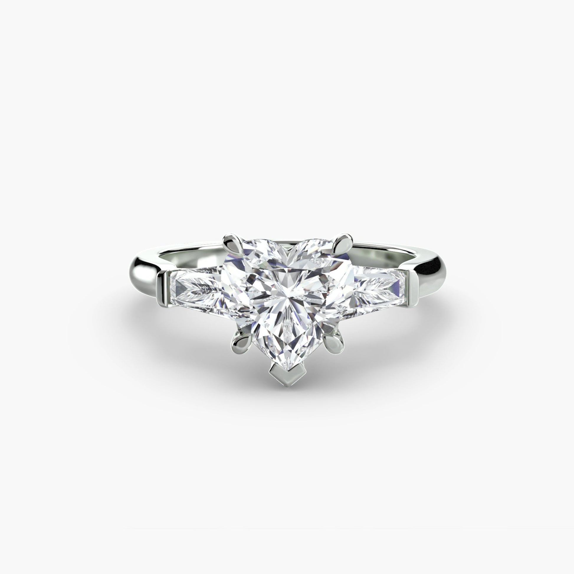 Three - Stone Ring (Baguette Side Stones) - Prestige Stones