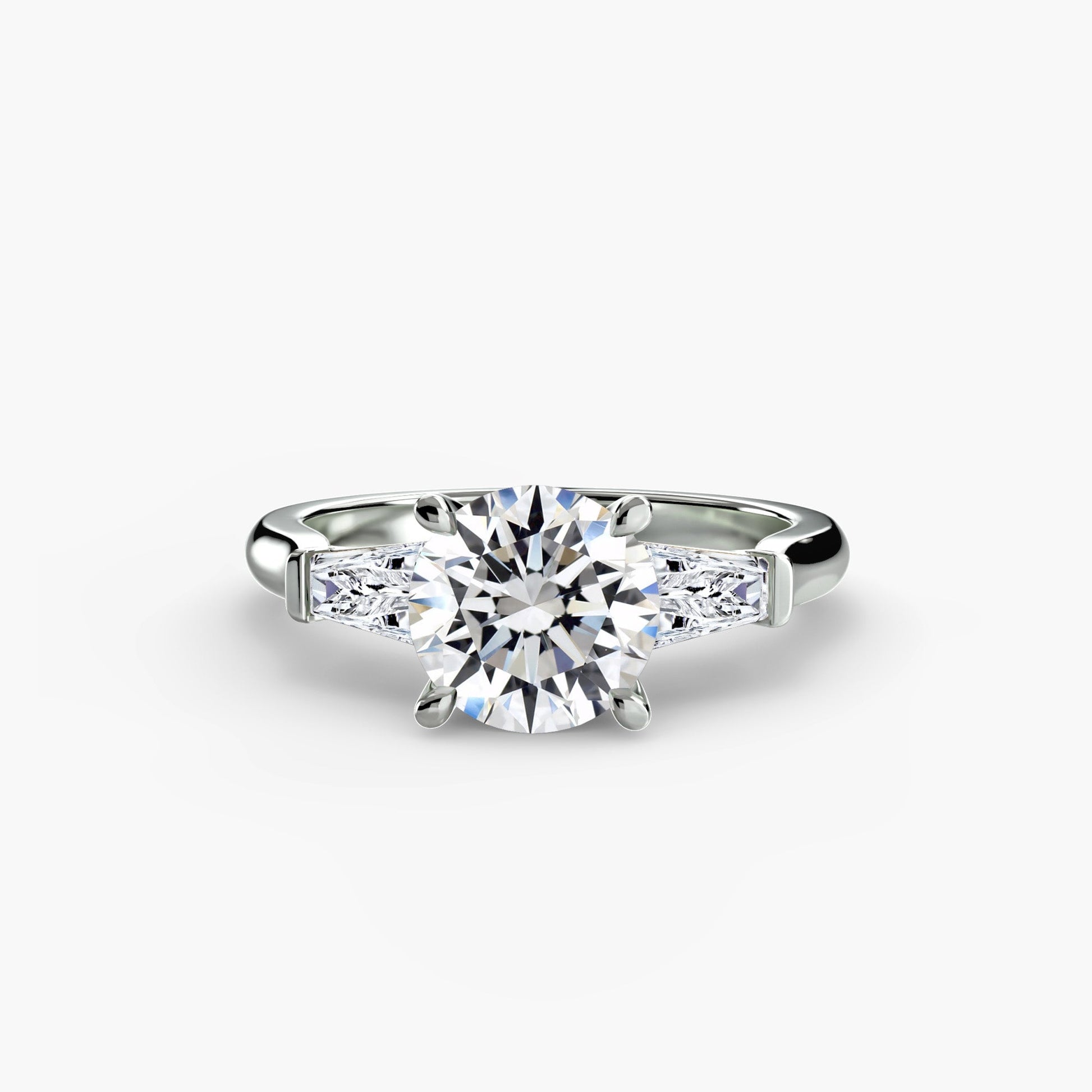 Three - Stone Ring (Baguette Side Stones) - Prestige Stones
