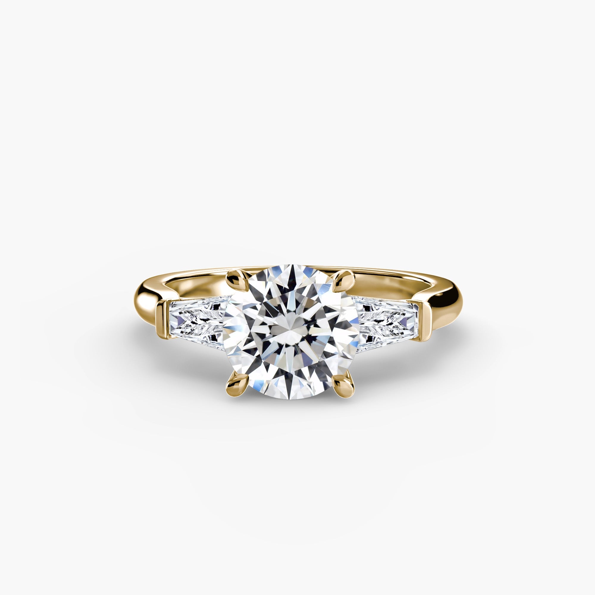 Three - Stone Ring (Baguette Side Stones) - Prestige Stones