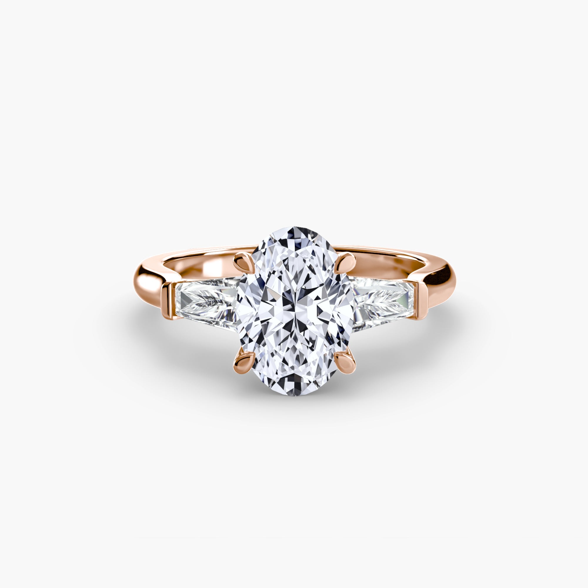 Three - Stone Ring (Baguette Side Stones) - Prestige Stones
