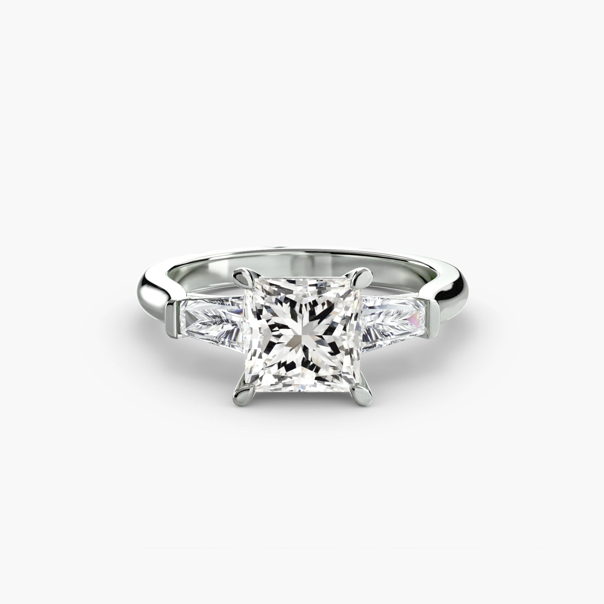 Three - Stone Ring (Baguette Side Stones) - Prestige Stones