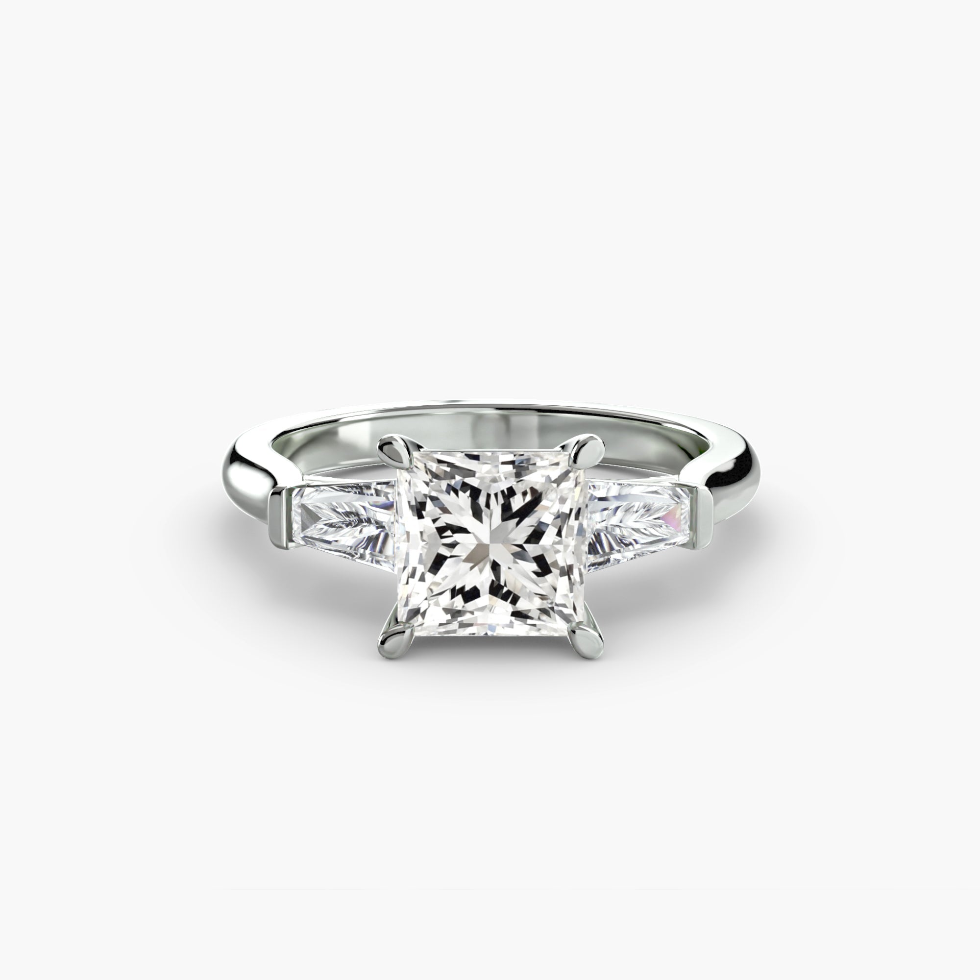 Three - Stone Ring (Baguette Side Stones) - Prestige Stones