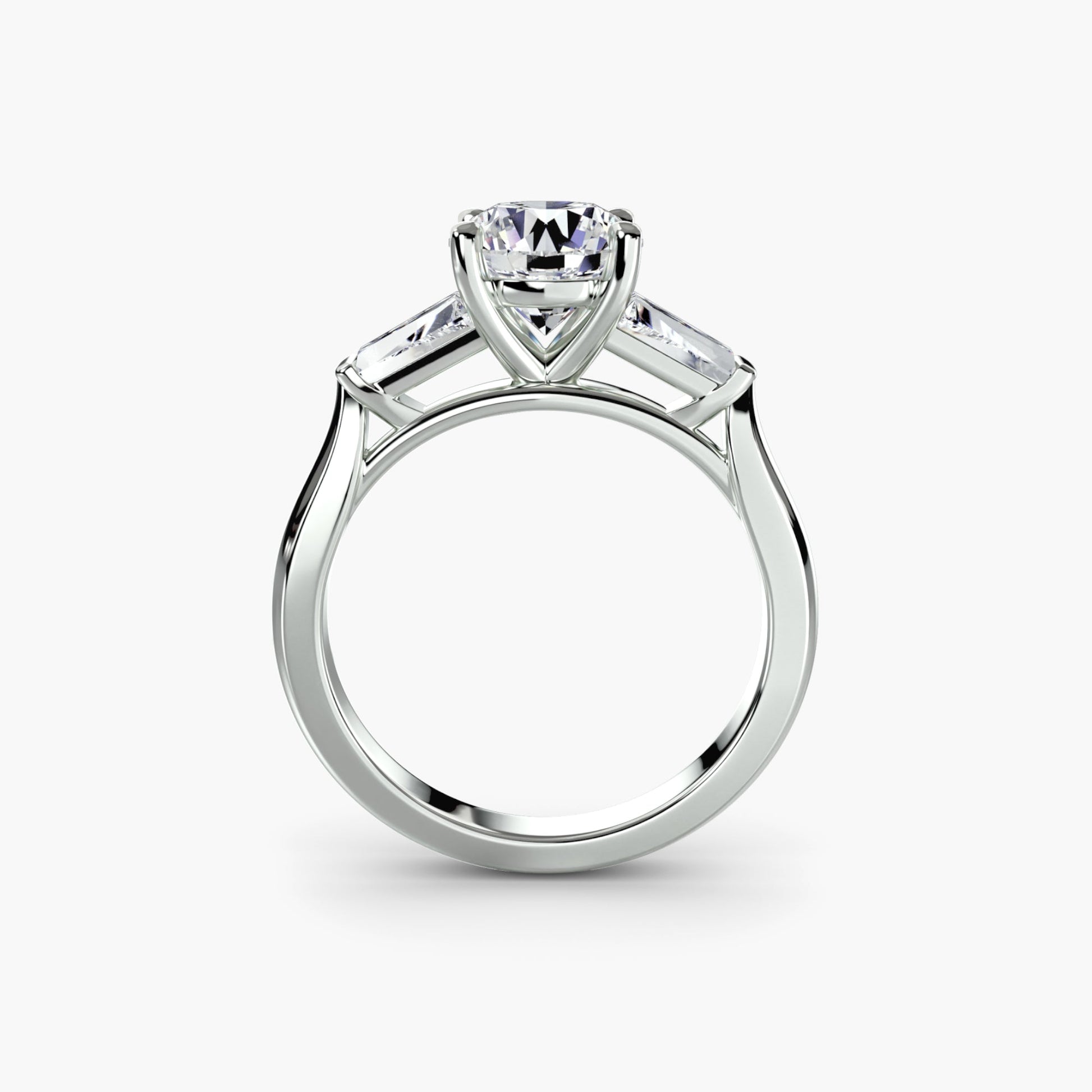 Three - Stone Ring (Baguette Side Stones) - Prestige Stones