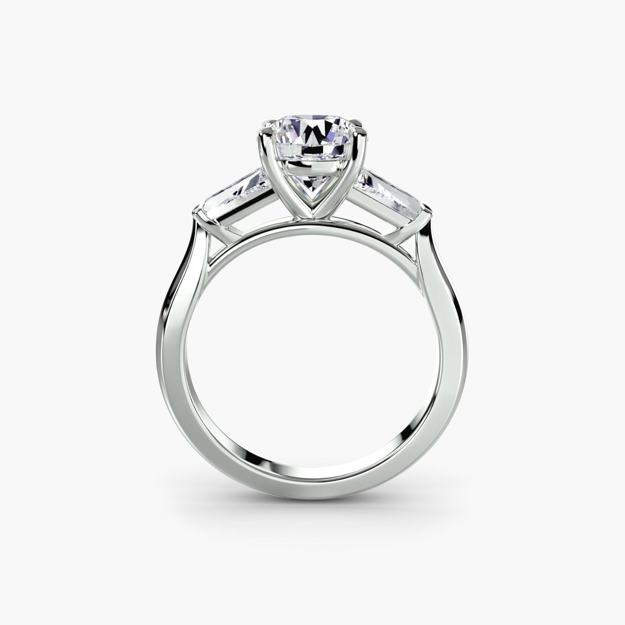 Three - Stone Ring (Baguette Side Stones) - Prestige Stones