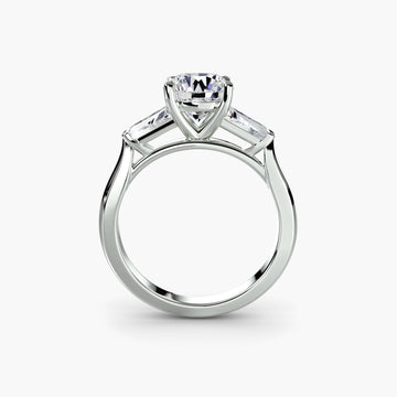 Three - Stone Ring (Baguette Side Stones) - Prestige Stones