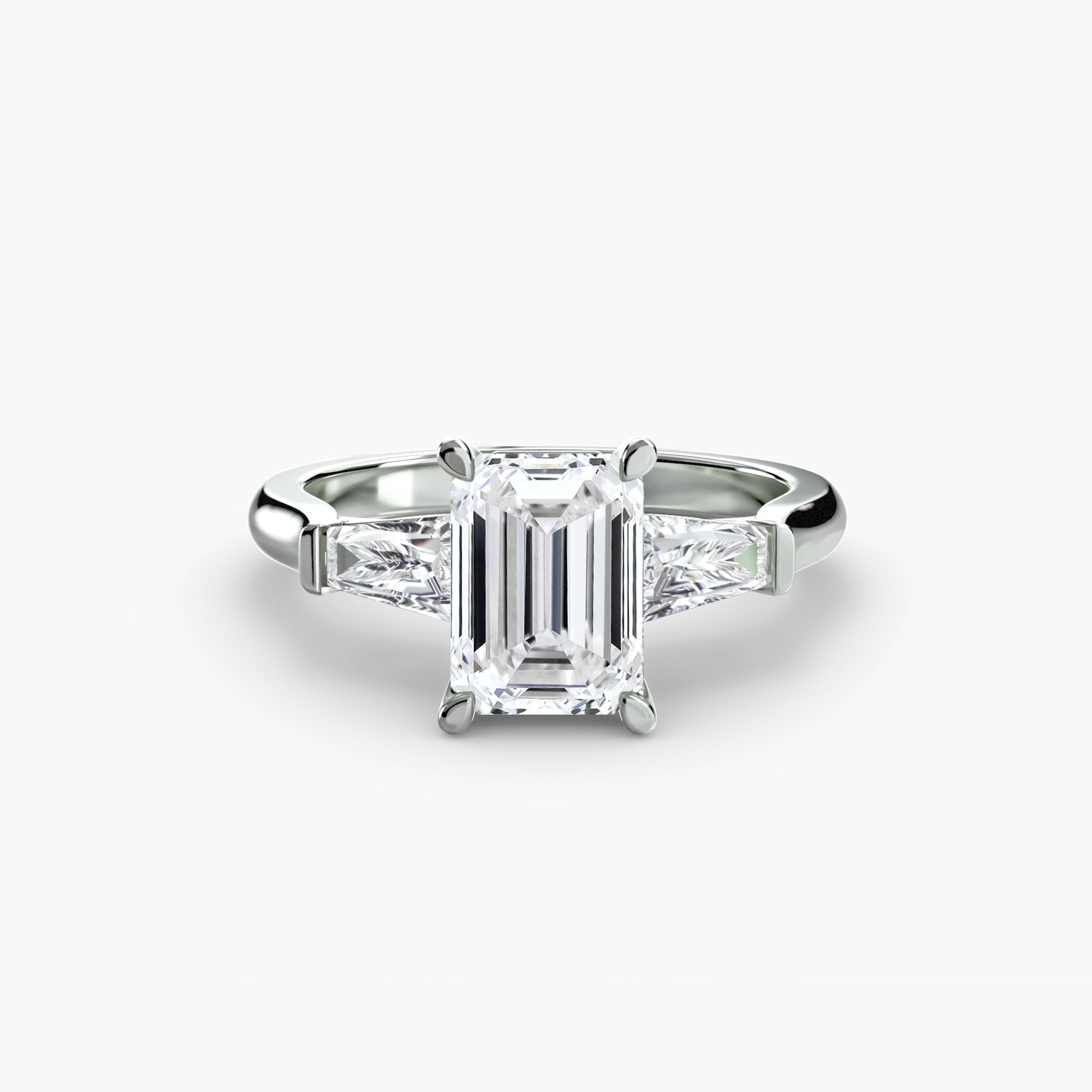 Three - Stone Ring (Baguette Side Stones) - Prestige Stones