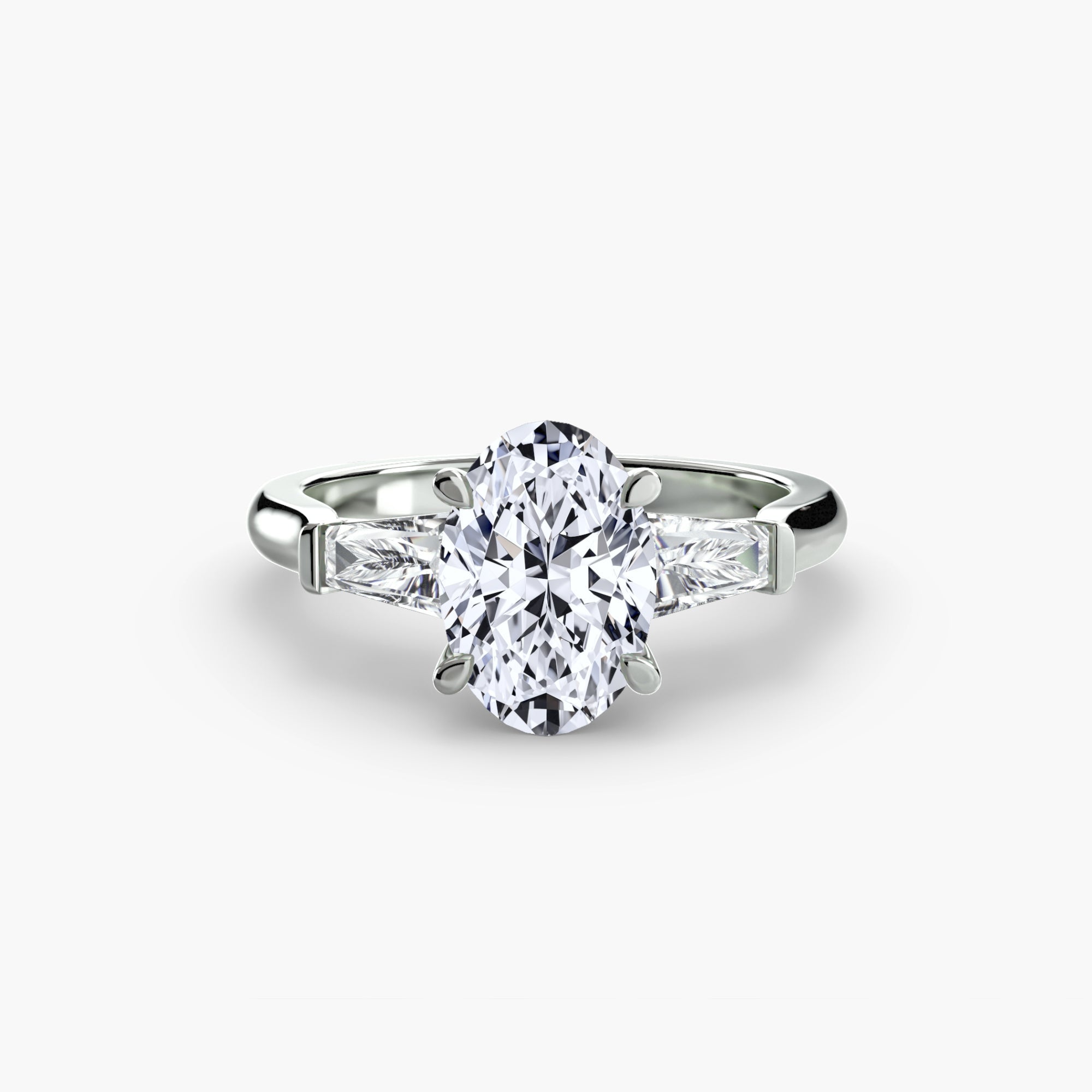 Three - Stone Ring (Baguette Side Stones) - Prestige Stones