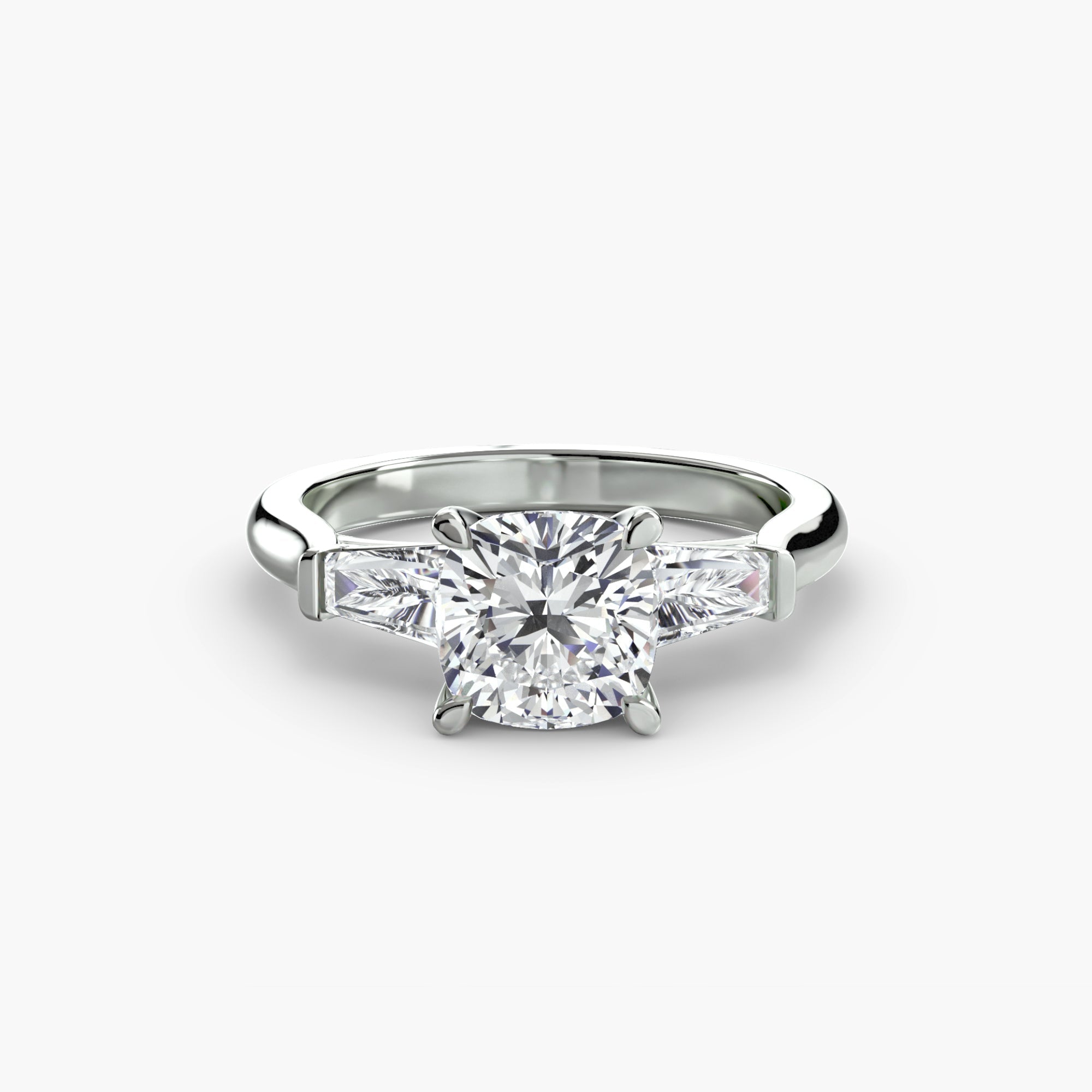Three - Stone Ring (Baguette Side Stones) - Prestige Stones