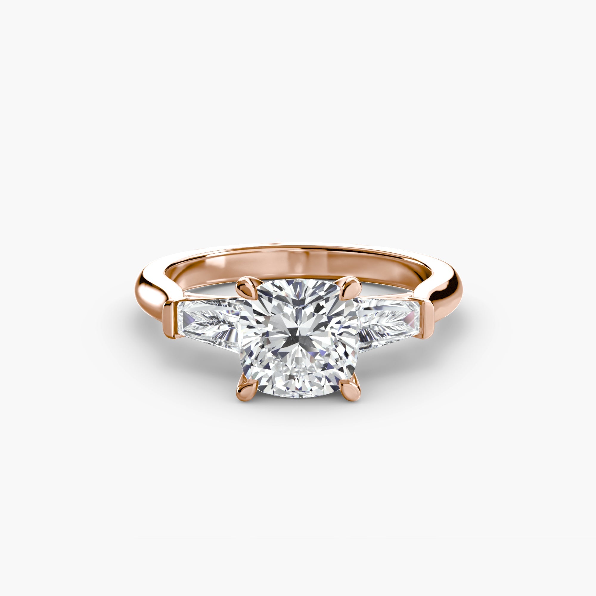 Three - Stone Ring (Baguette Side Stones) - Prestige Stones