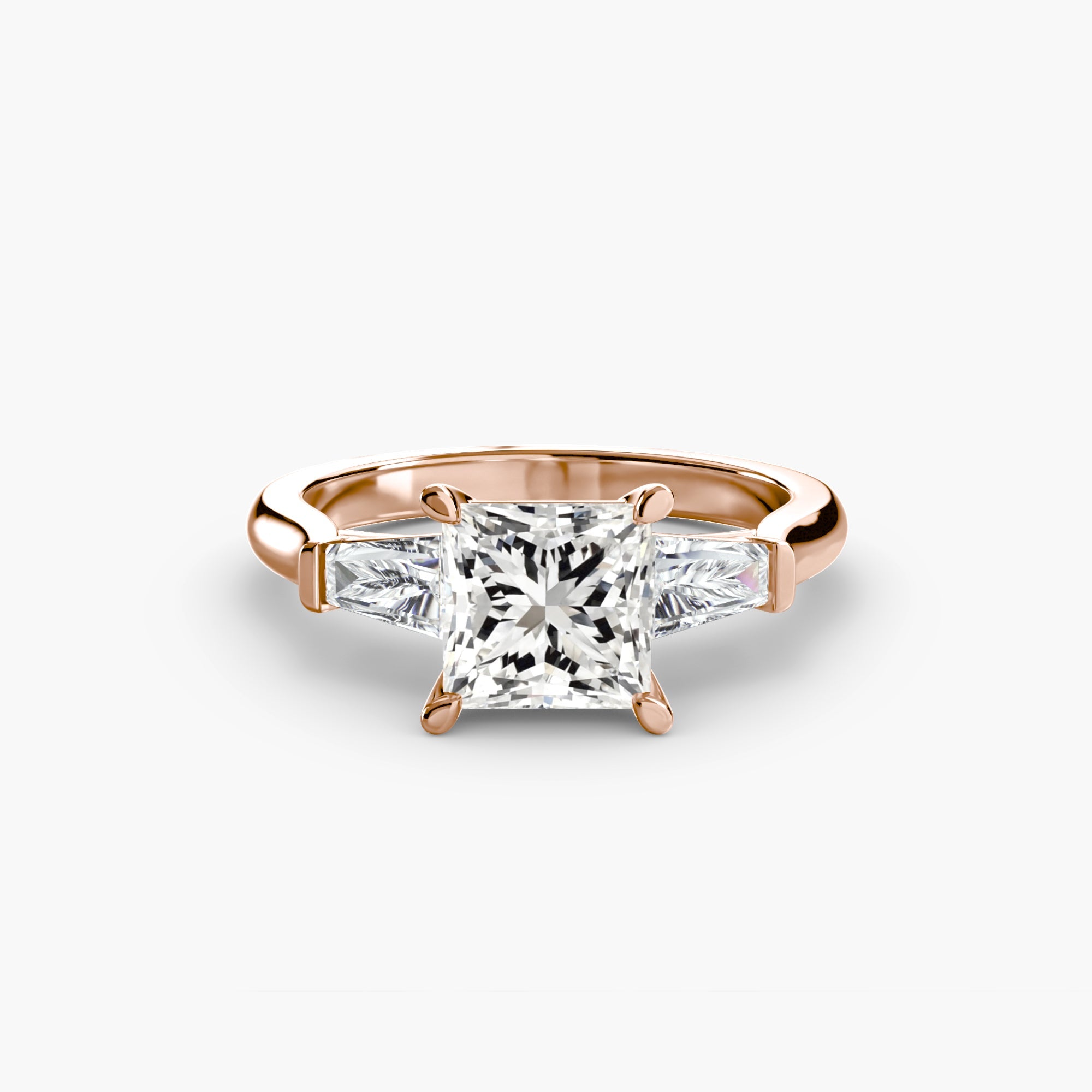 Three - Stone Ring (Baguette Side Stones) - Prestige Stones