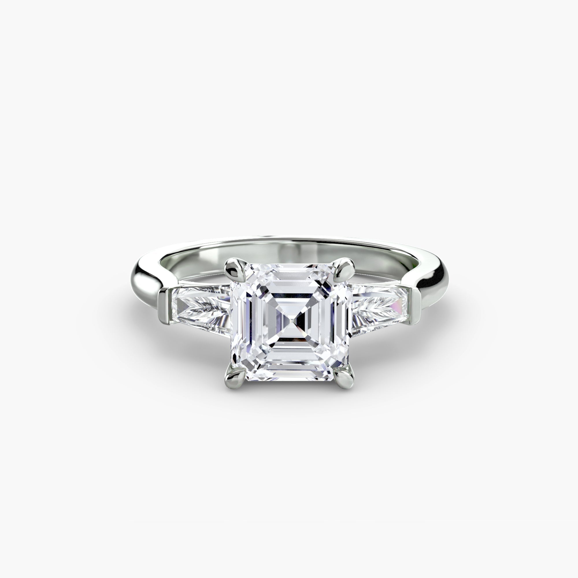 Three - Stone Ring (Baguette Side Stones) - Prestige Stones
