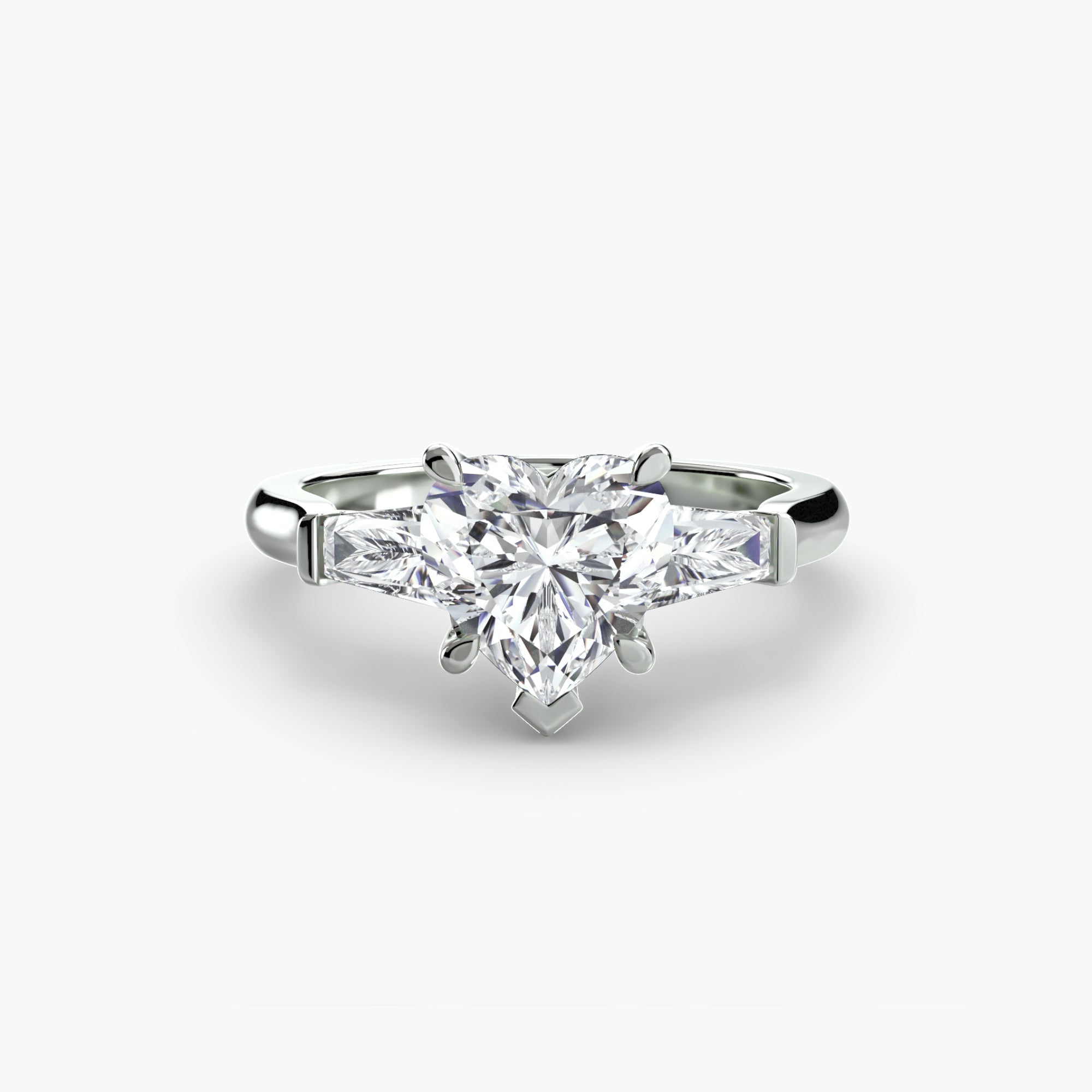 Three - Stone Ring (Baguette Side Stones) - Prestige Stones
