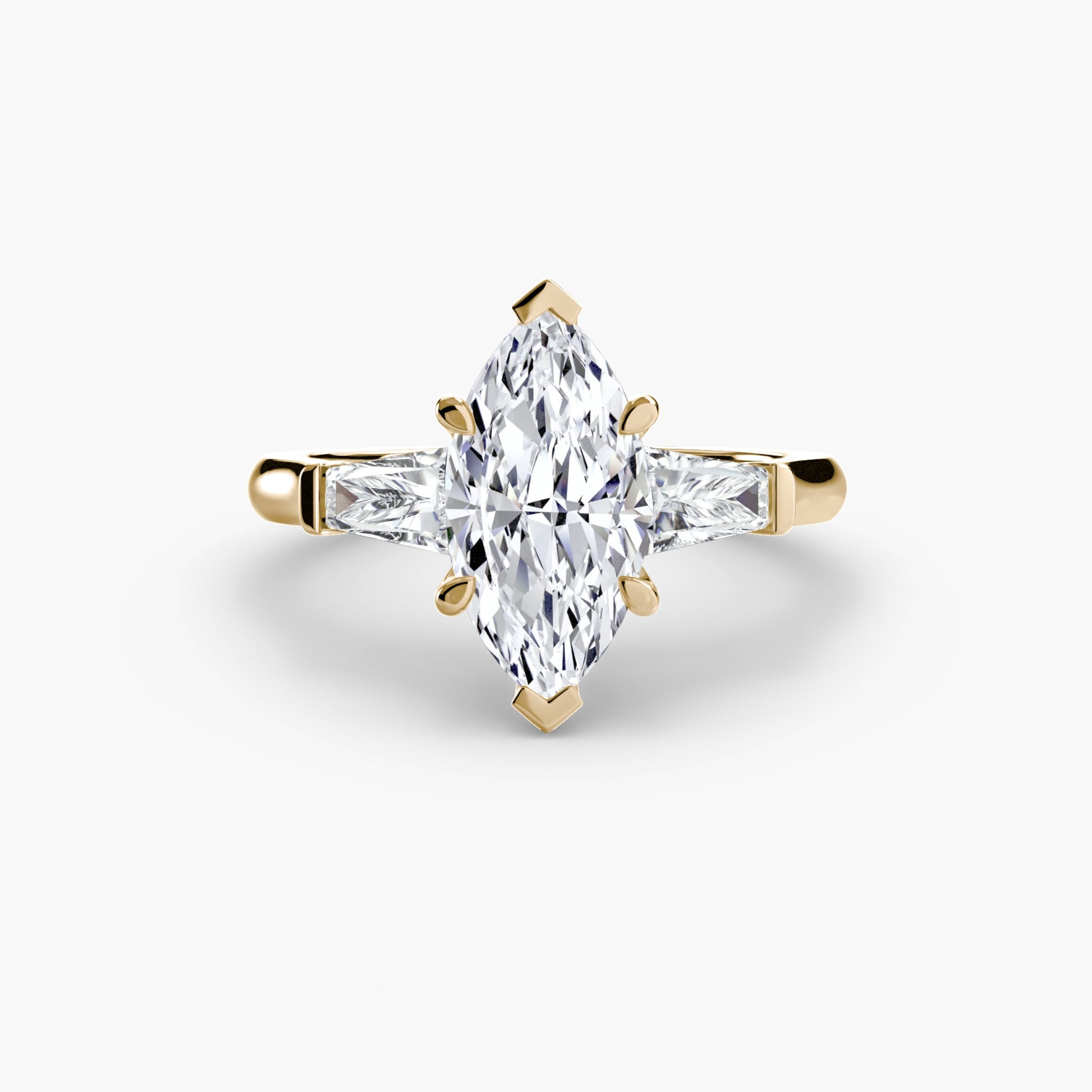 Three - Stone Ring (Baguette Side Stones) - Prestige Stones