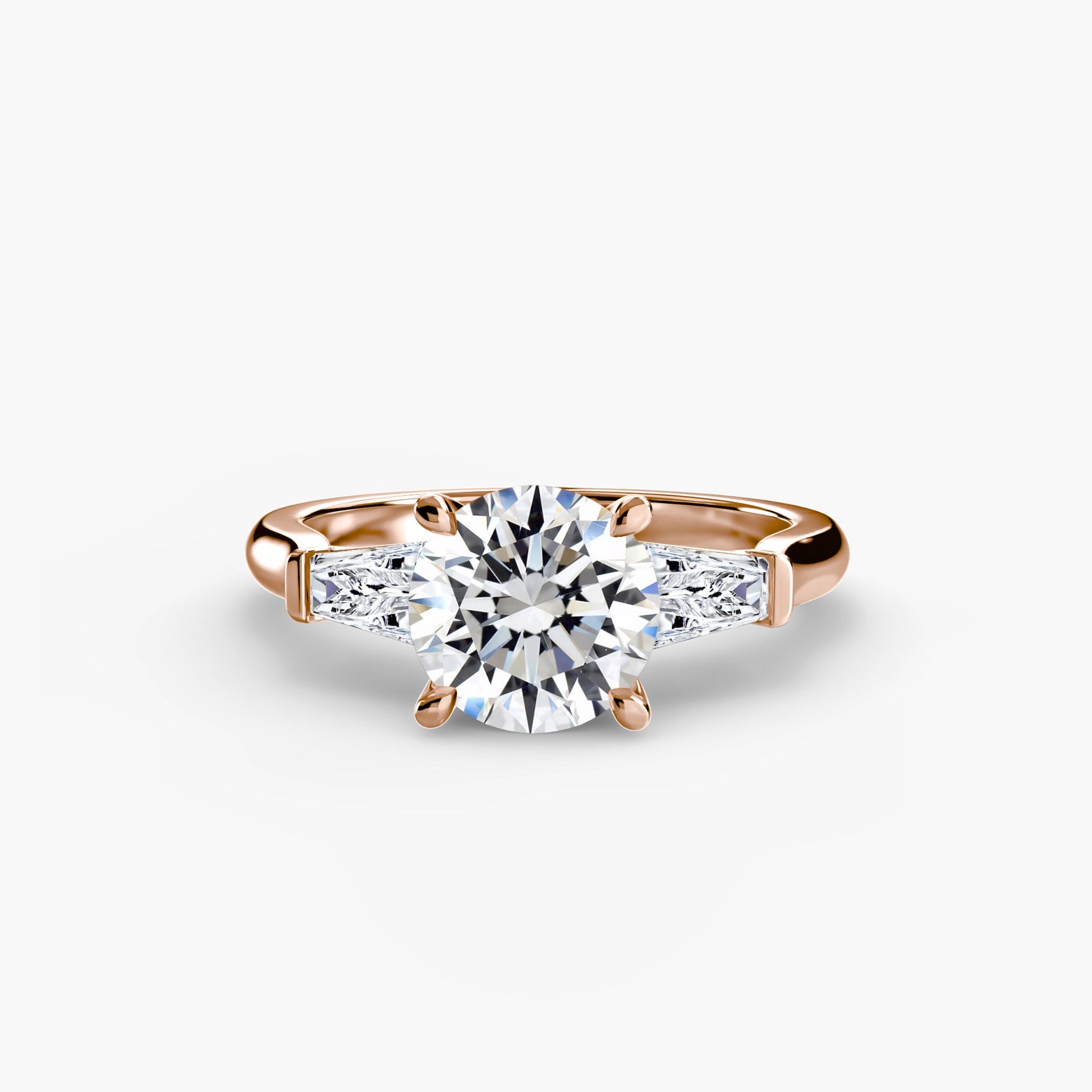 Three - Stone Ring (Baguette Side Stones) - Prestige Stones