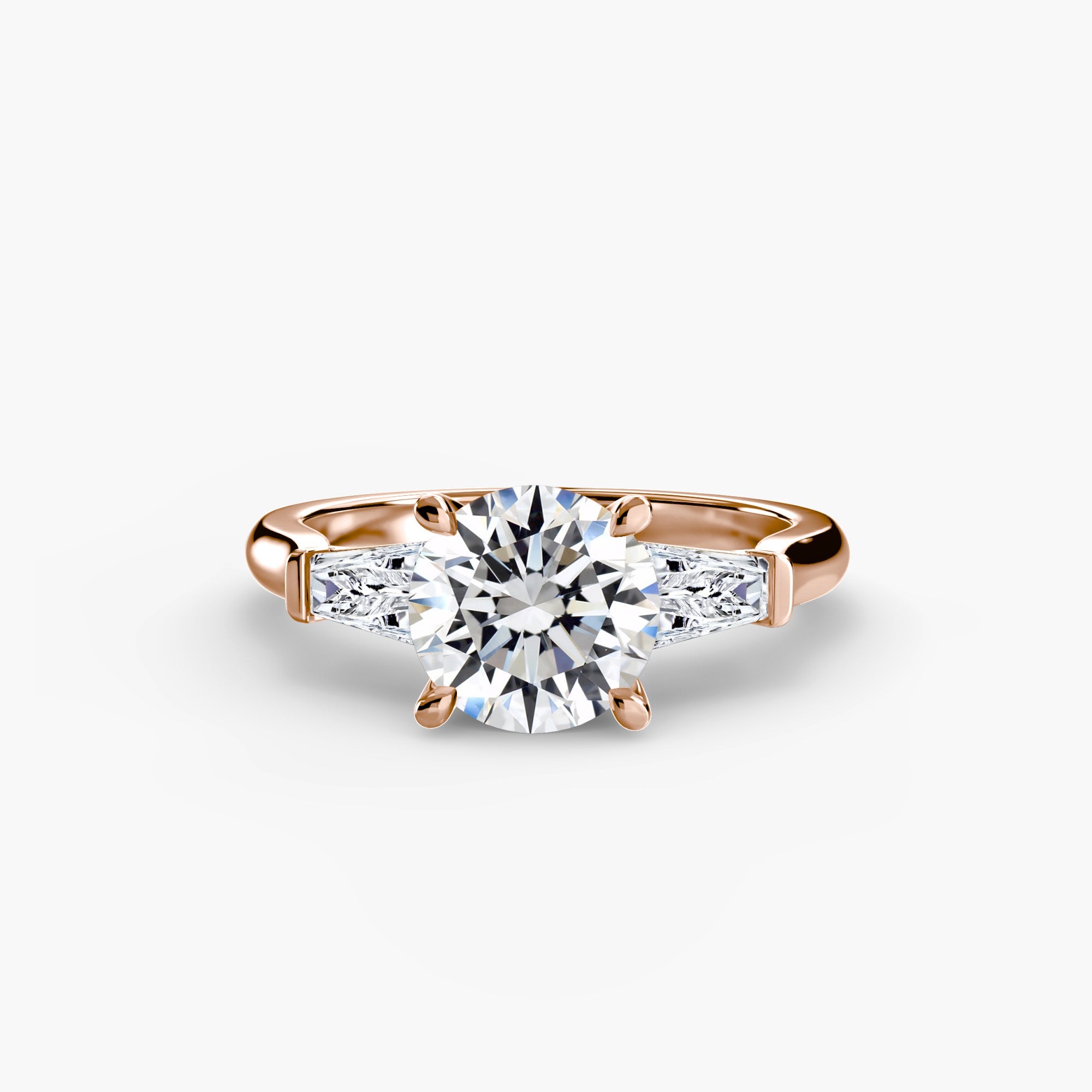 Three - Stone Ring (Baguette Side Stones) - Prestige Stones