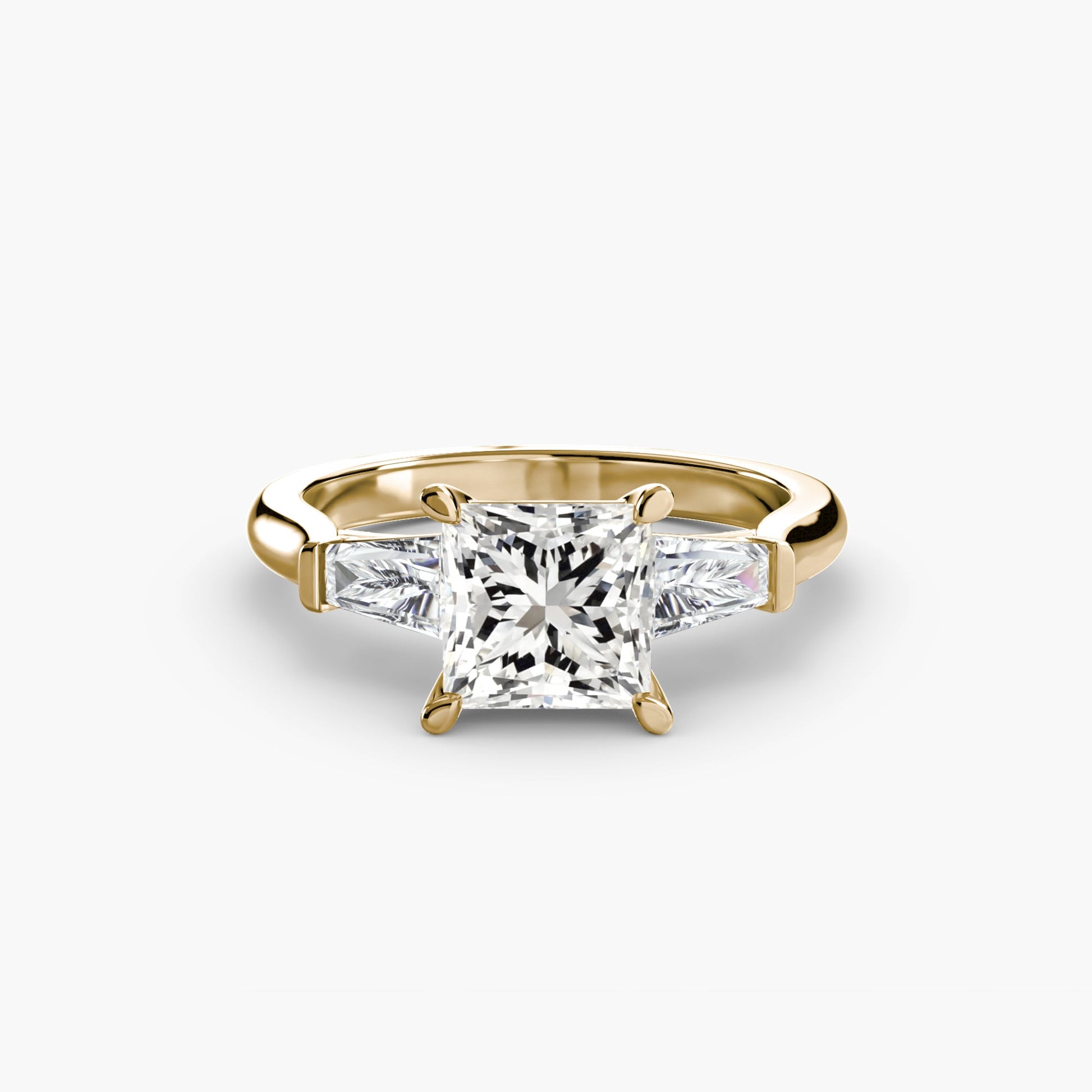 Three - Stone Ring (Baguette Side Stones) - Prestige Stones