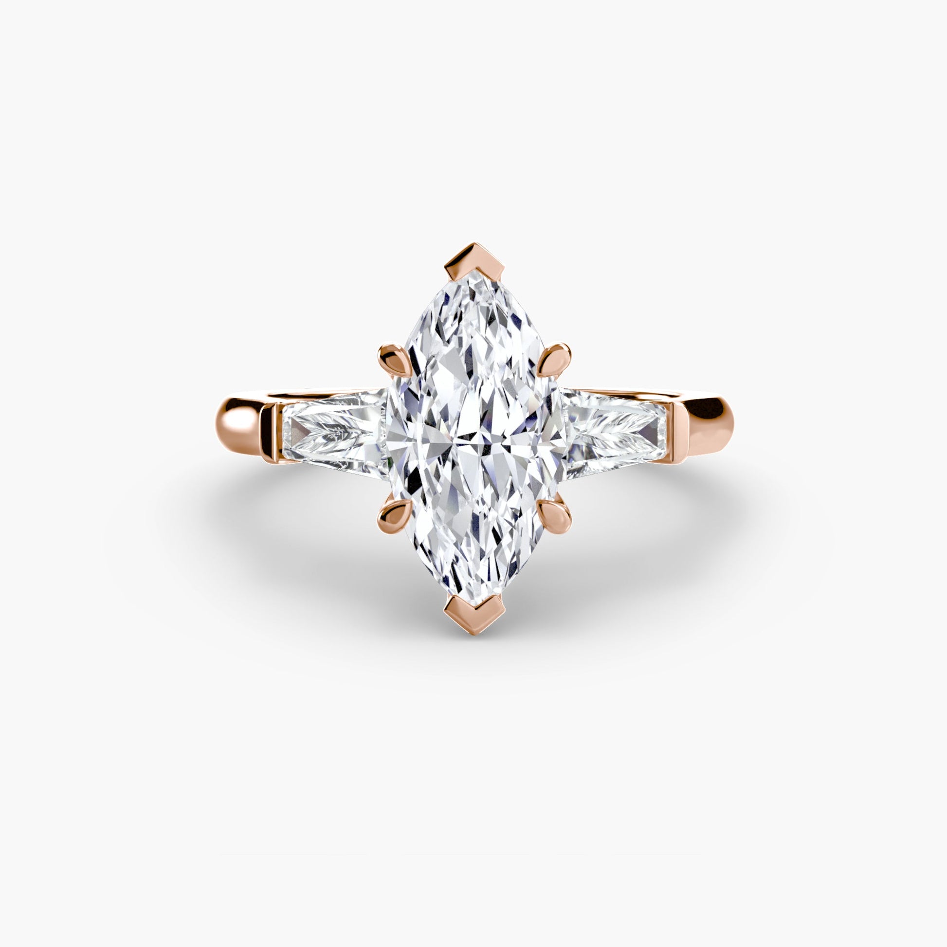 Three - Stone Ring (Baguette Side Stones) - Prestige Stones