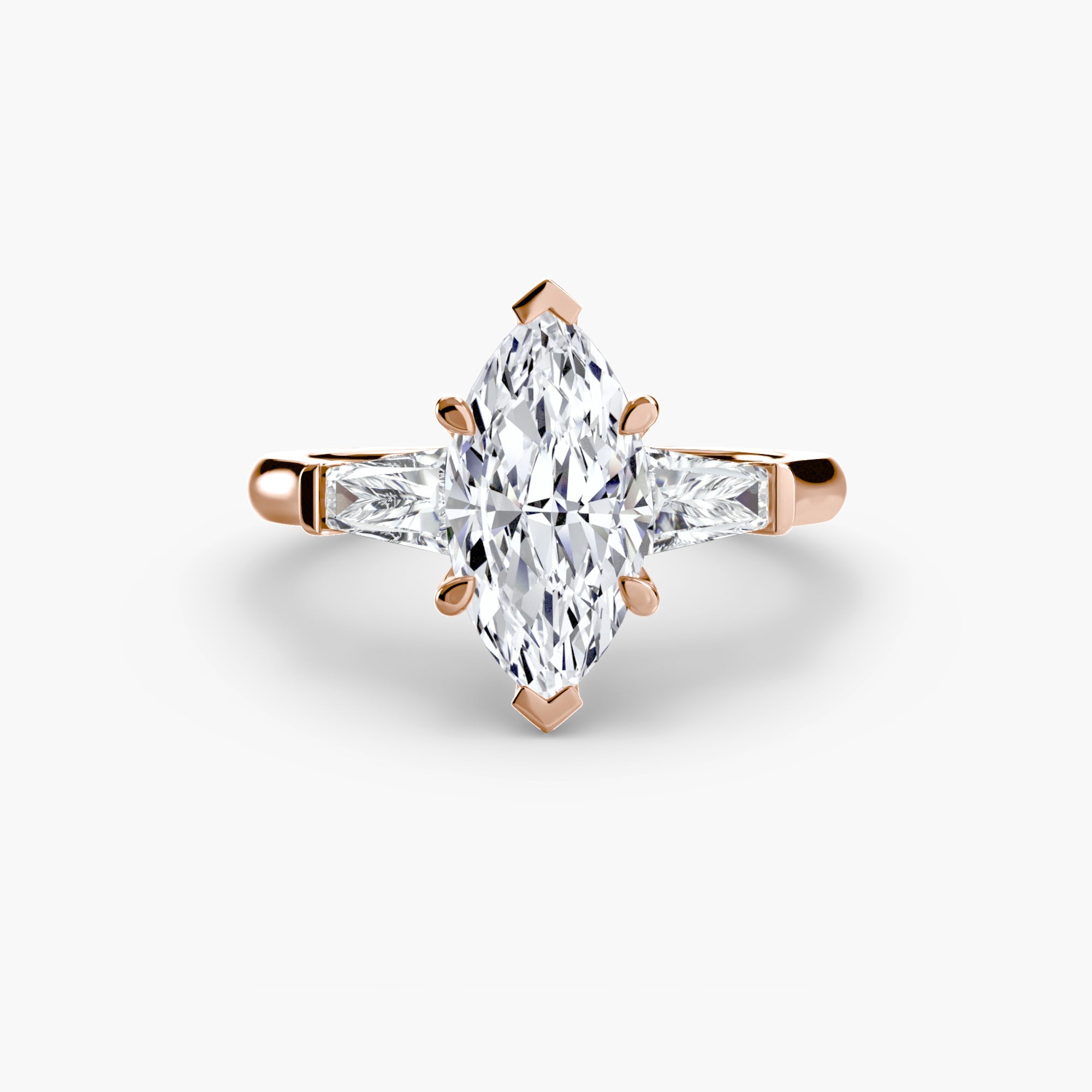 Three - Stone Ring (Baguette Side Stones) - Prestige Stones