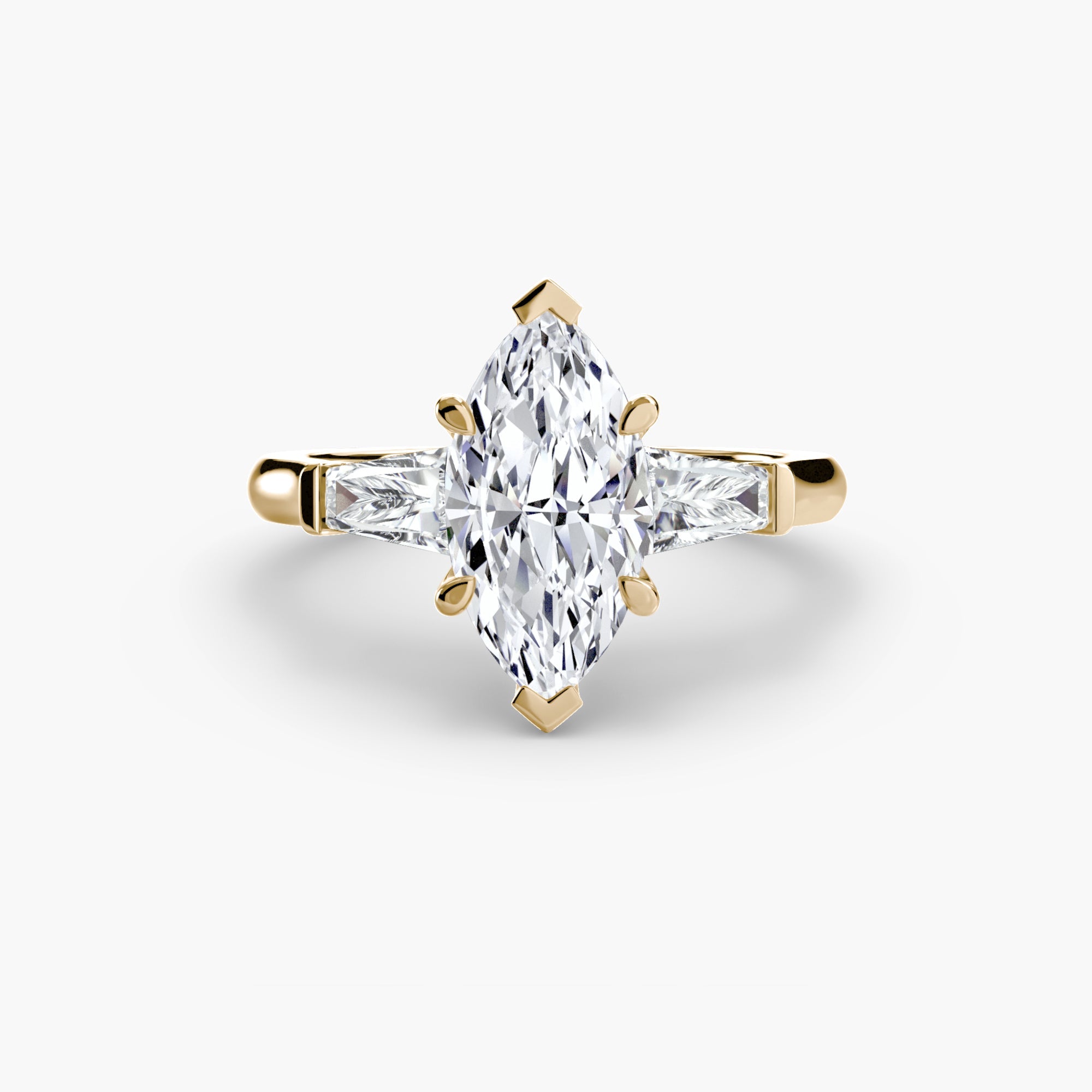 Three - Stone Ring (Baguette Side Stones) - Prestige Stones