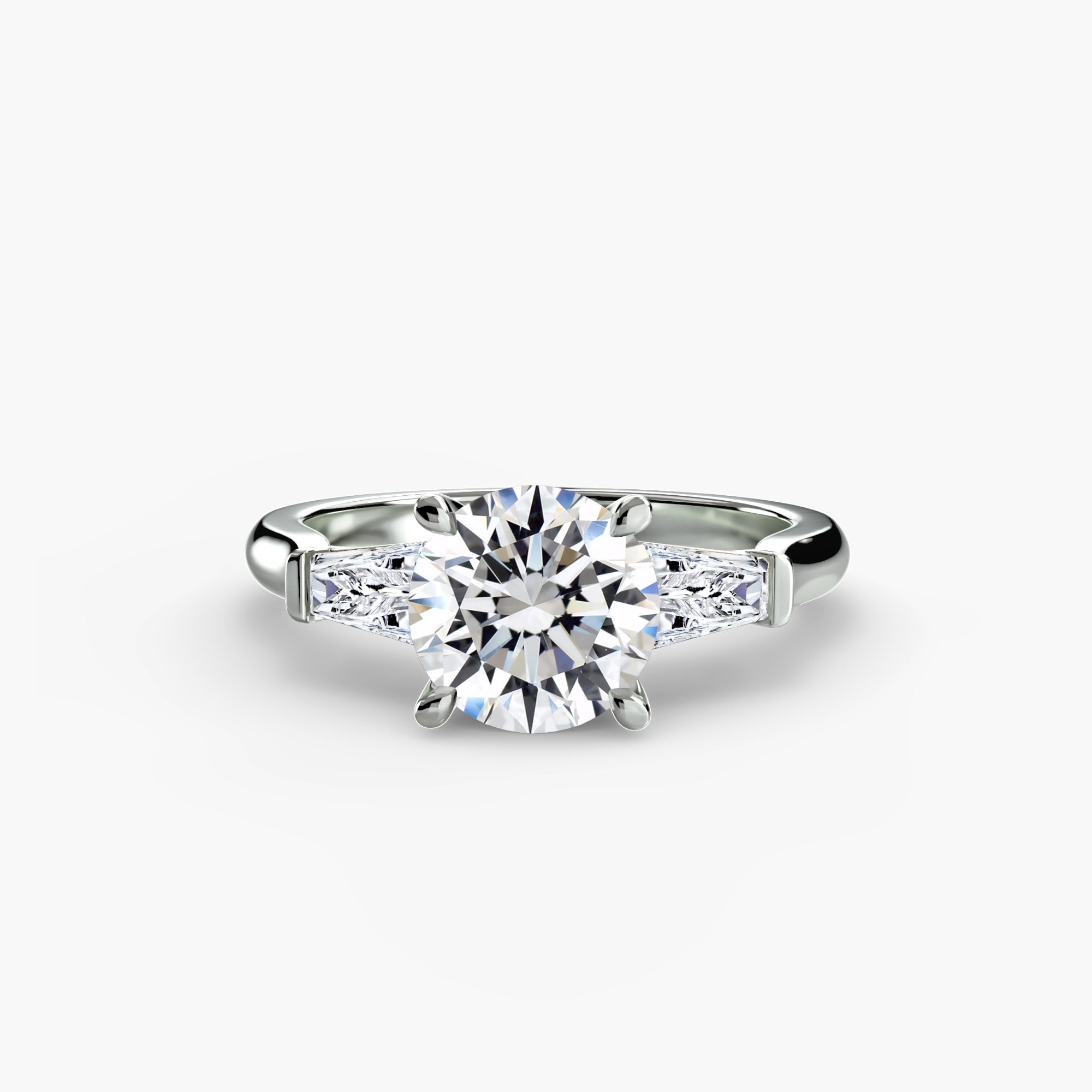Three - Stone Ring (Baguette Side Stones) - Prestige Stones
