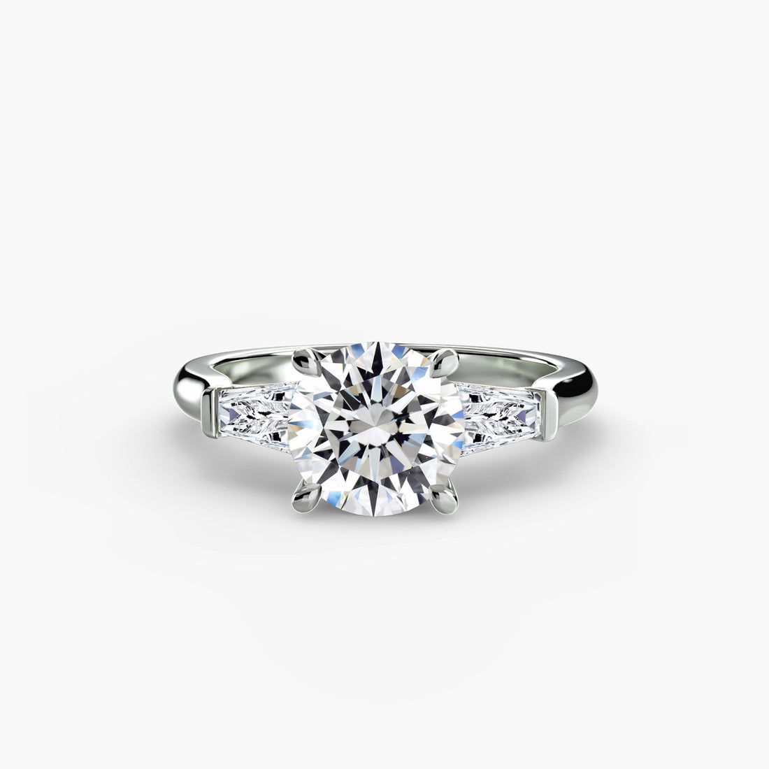 Three - Stone Ring (Baguette Side Stones) - Prestige Stones