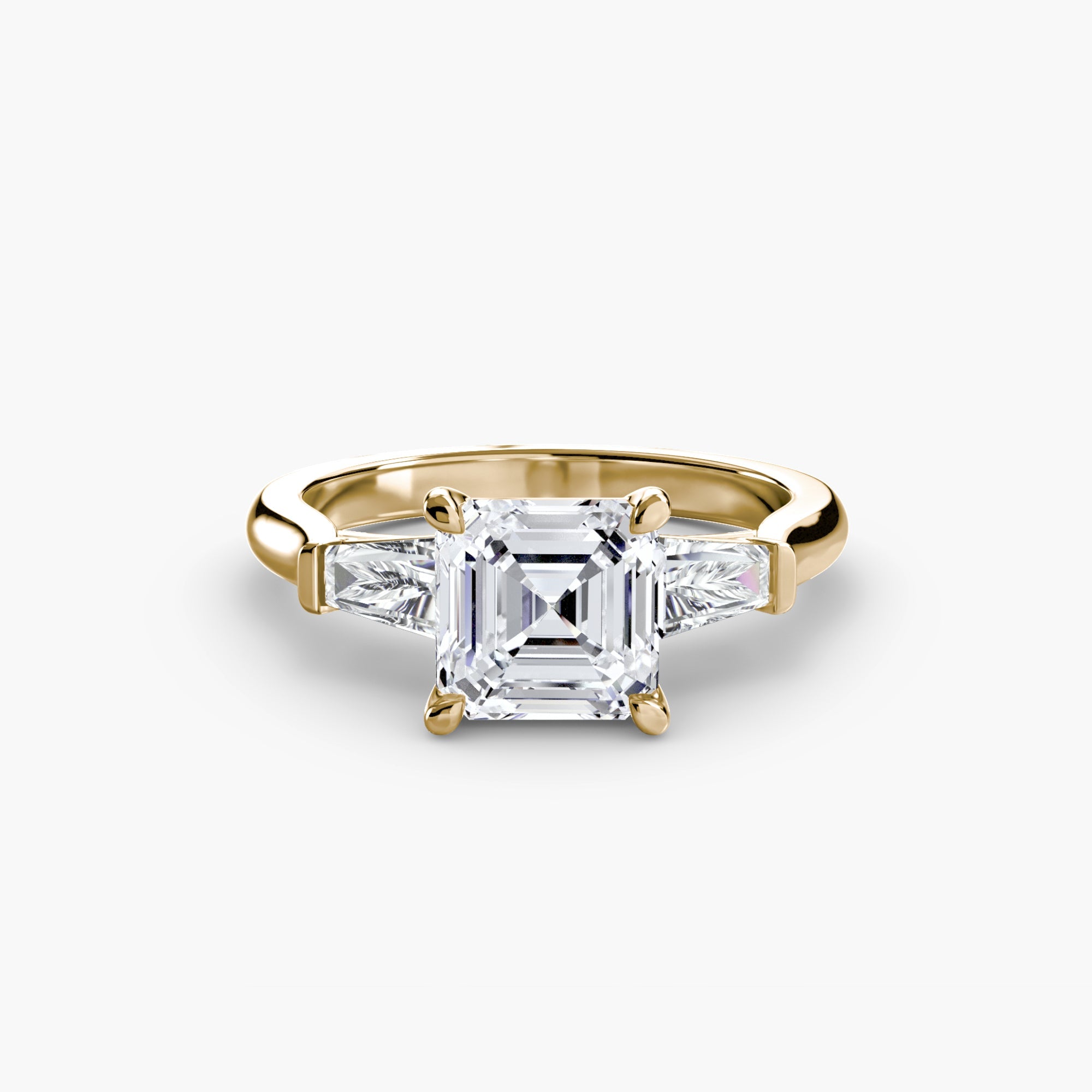 Three - Stone Ring (Baguette Side Stones) - Prestige Stones