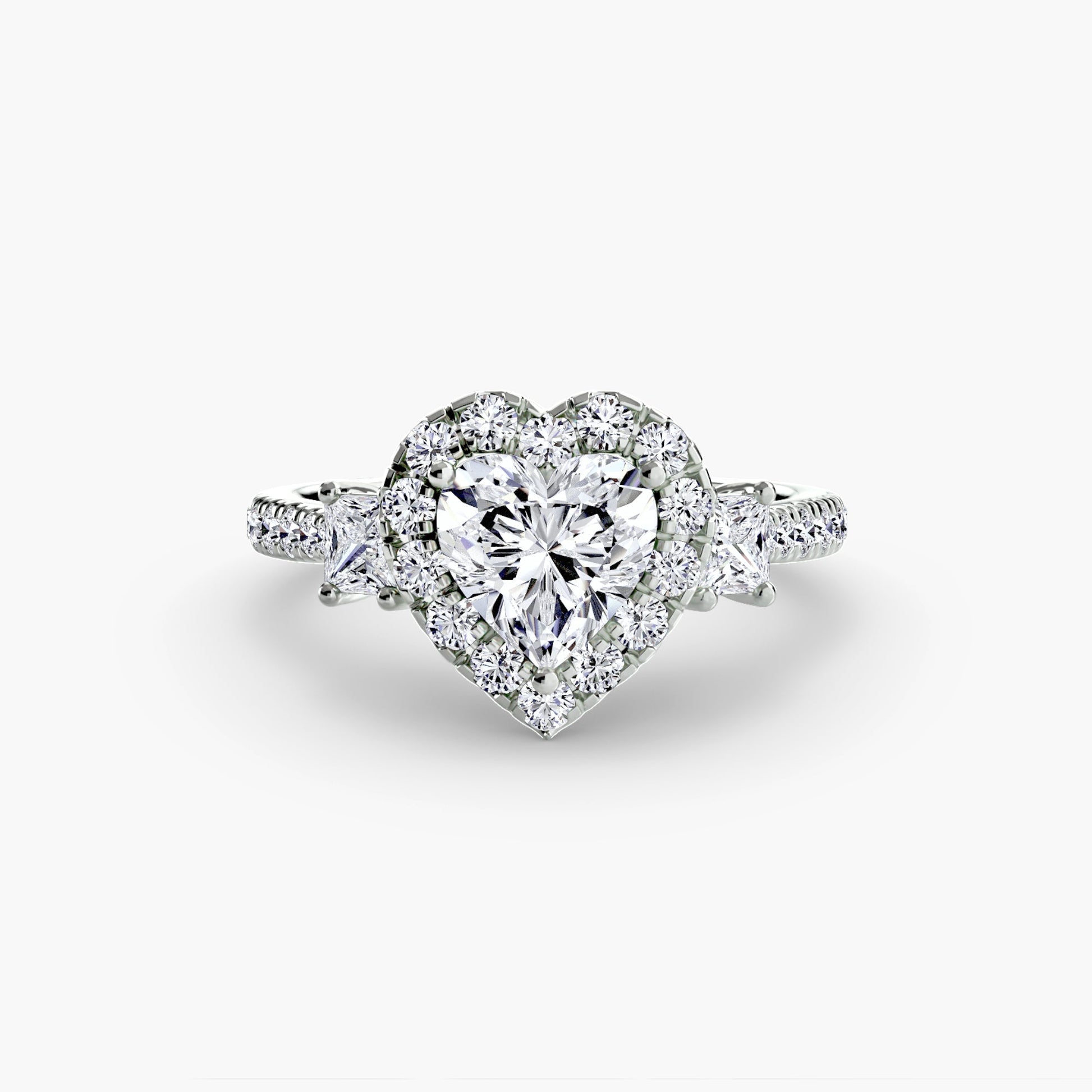 Three - Stone Ring with Halo 2 - Prestige Stones