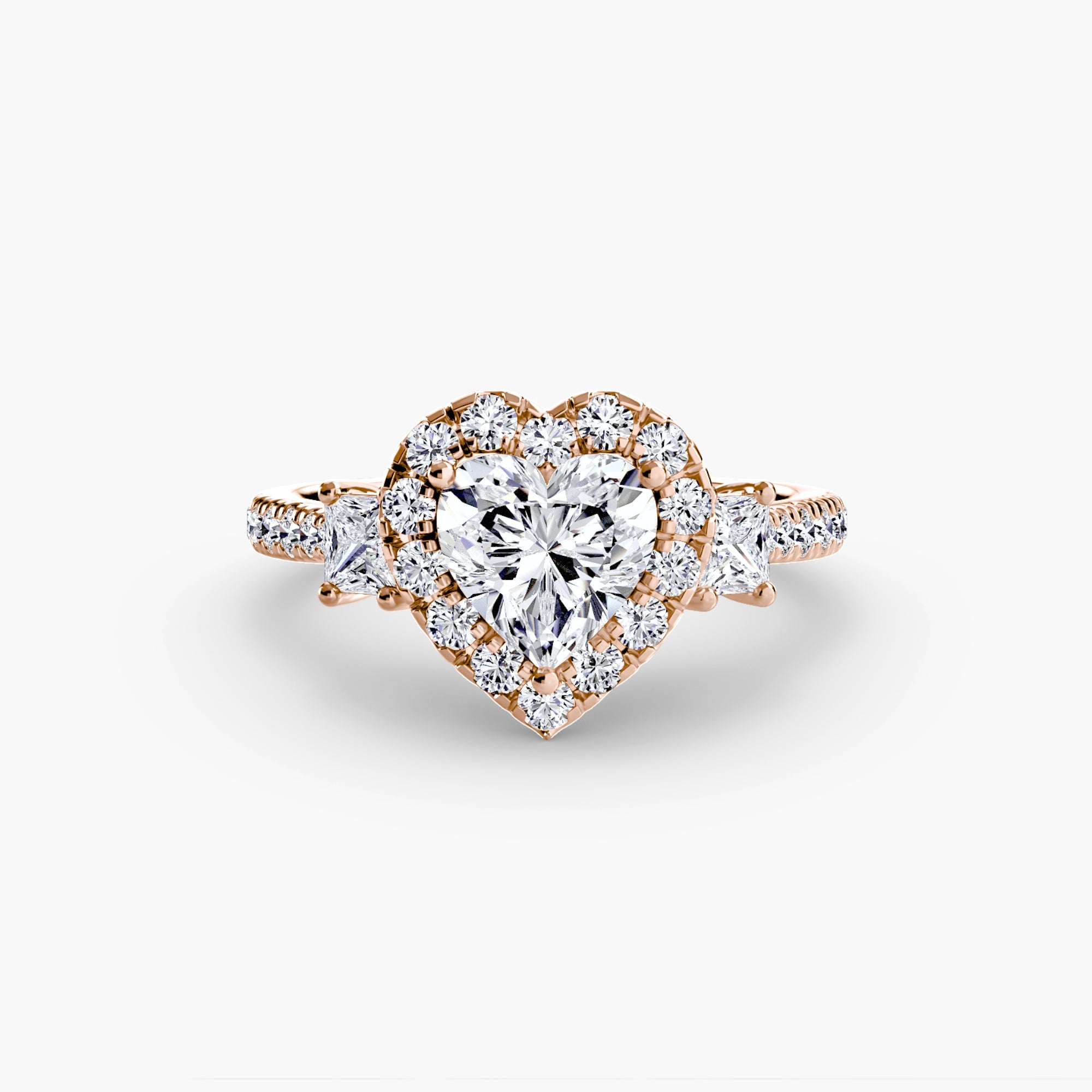 Three - Stone Ring with Halo 2 - Prestige Stones