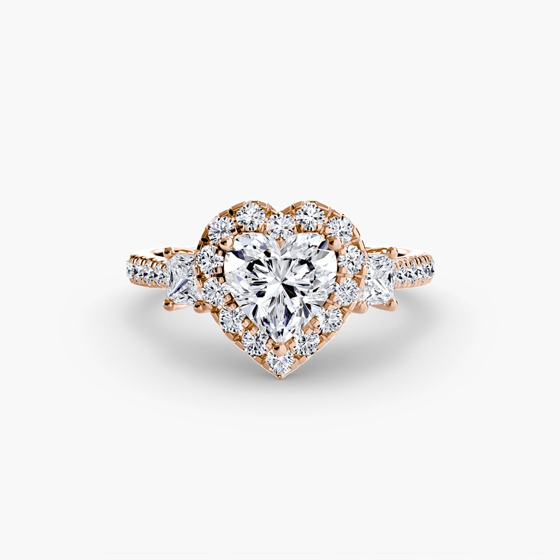 Three - Stone Ring with Halo 2 - Prestige Stones