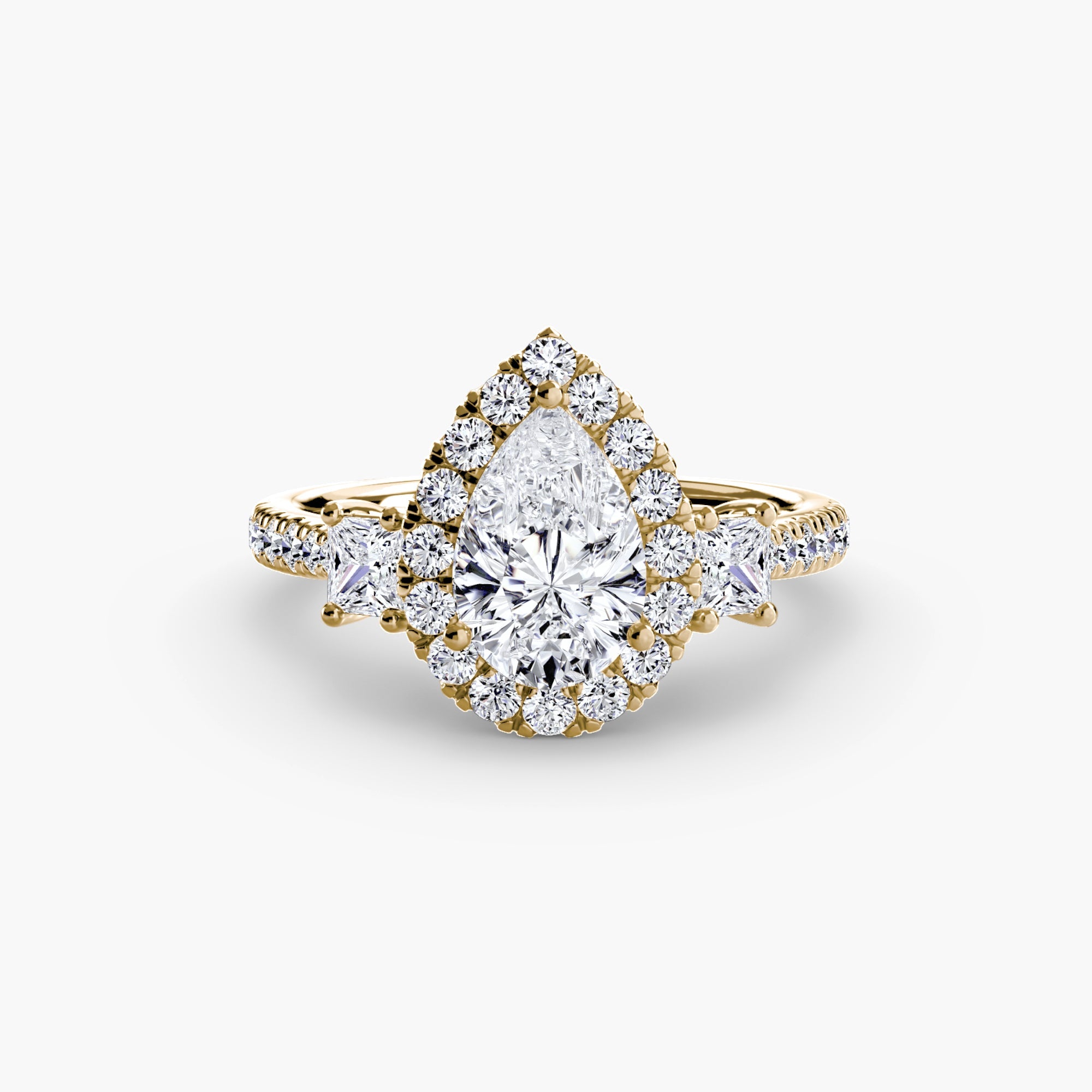 Three - Stone Ring with Halo 2 - Prestige Stones