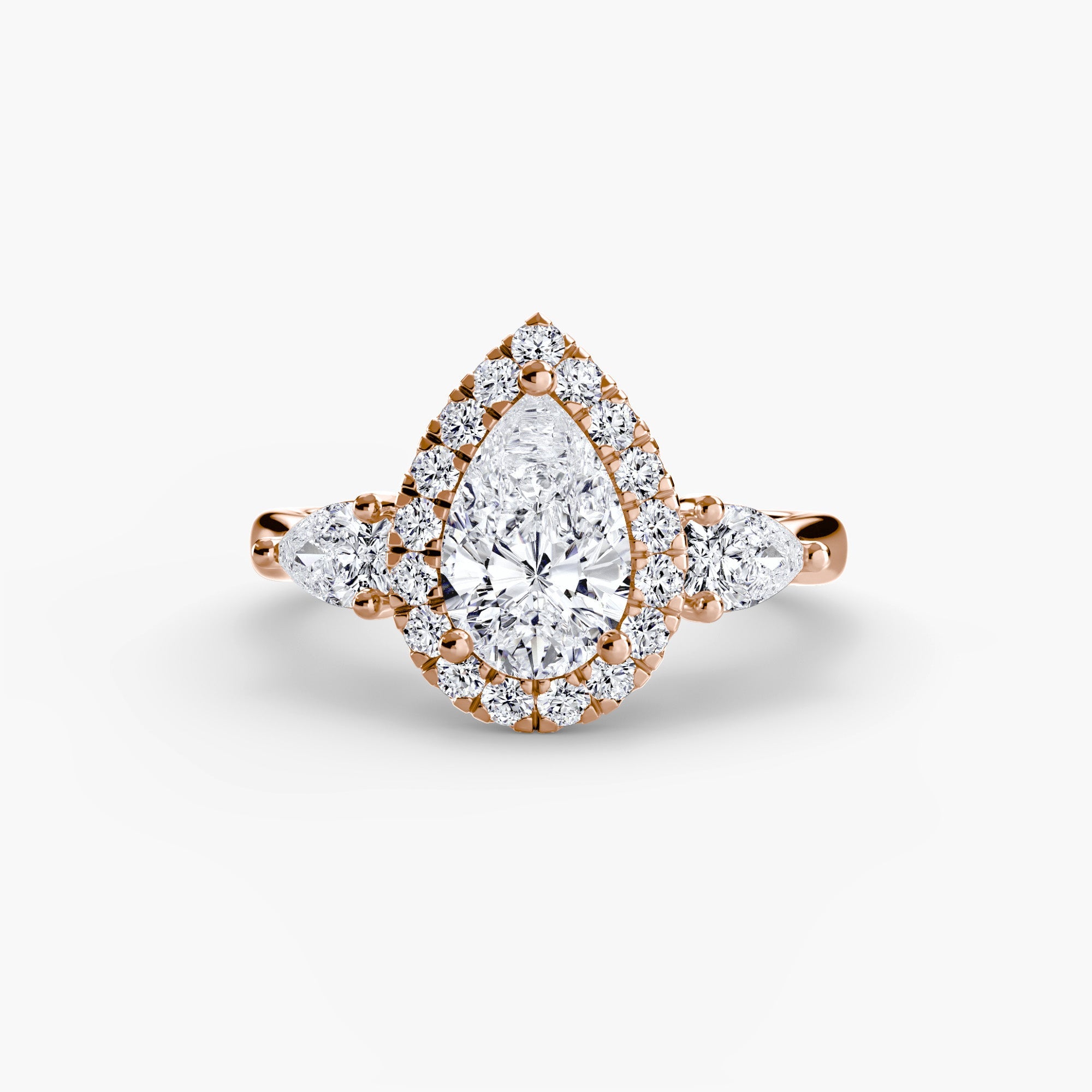 Three - Stone Ring with Halo - Prestige Stones