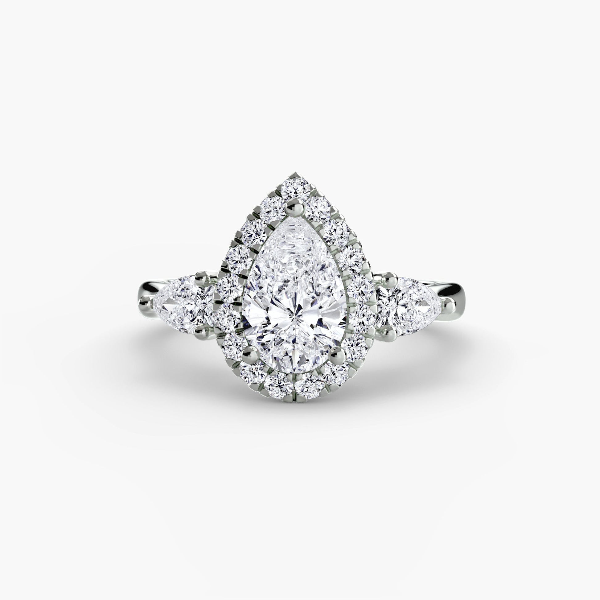 Three - Stone Ring with Halo - Prestige Stones