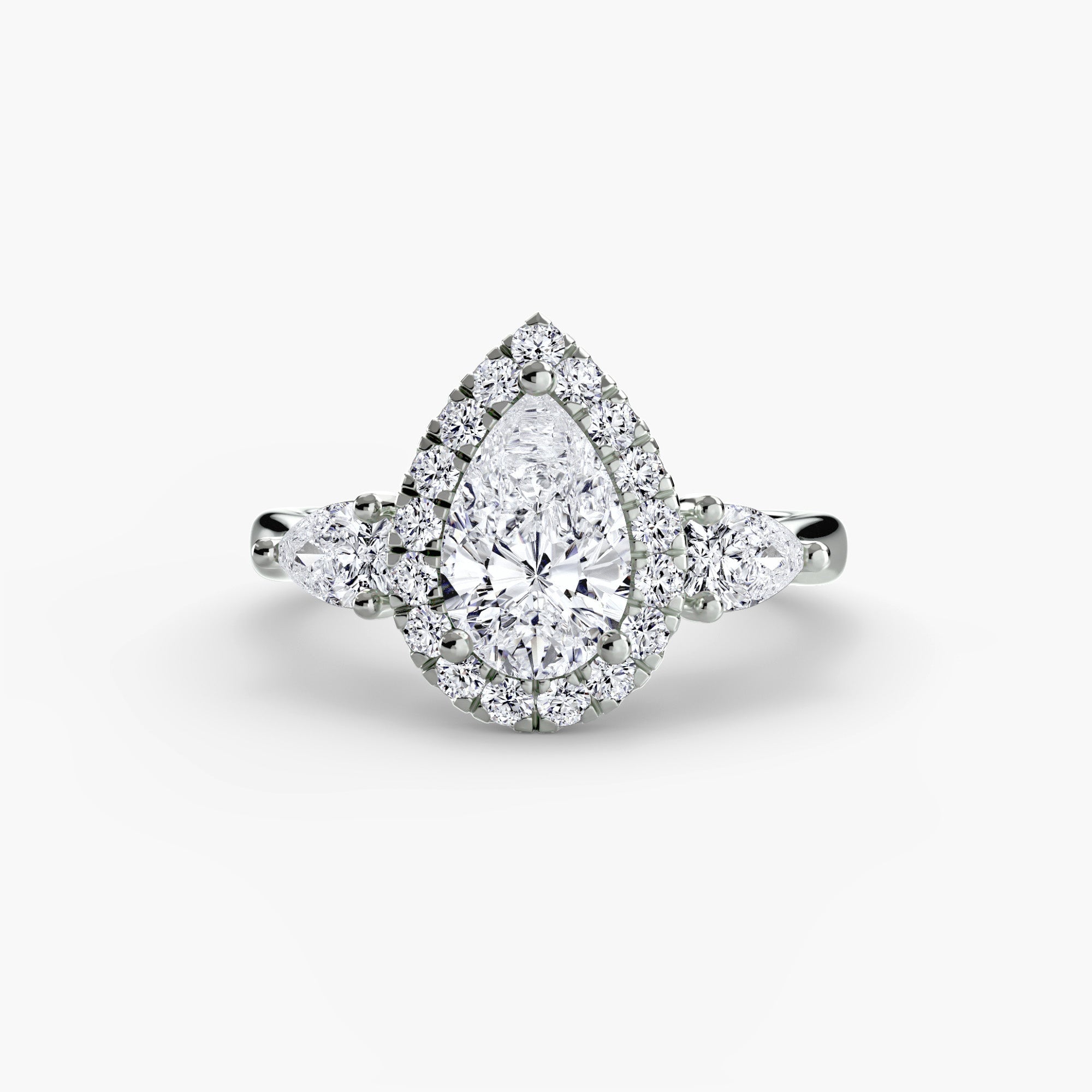 Three - Stone Ring with Halo - Prestige Stones